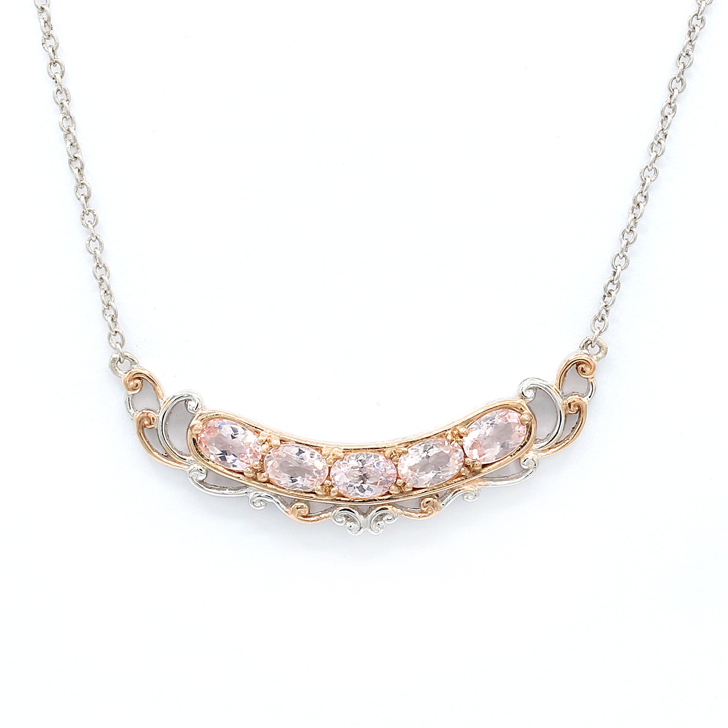 Gems en Vogue 2.35ctw Morganite Bar Necklace