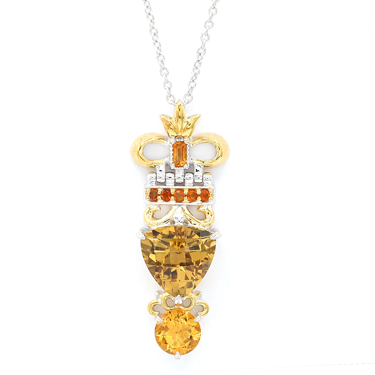 Gems en Vogue 5.65ctw Multi Shades of Citrine Louvre Palace Necklace
