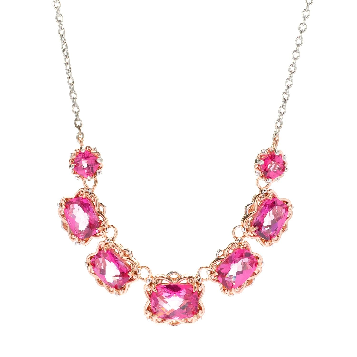 Gems en Vogue 8.10ctw Multi Pink Topaz Necklace