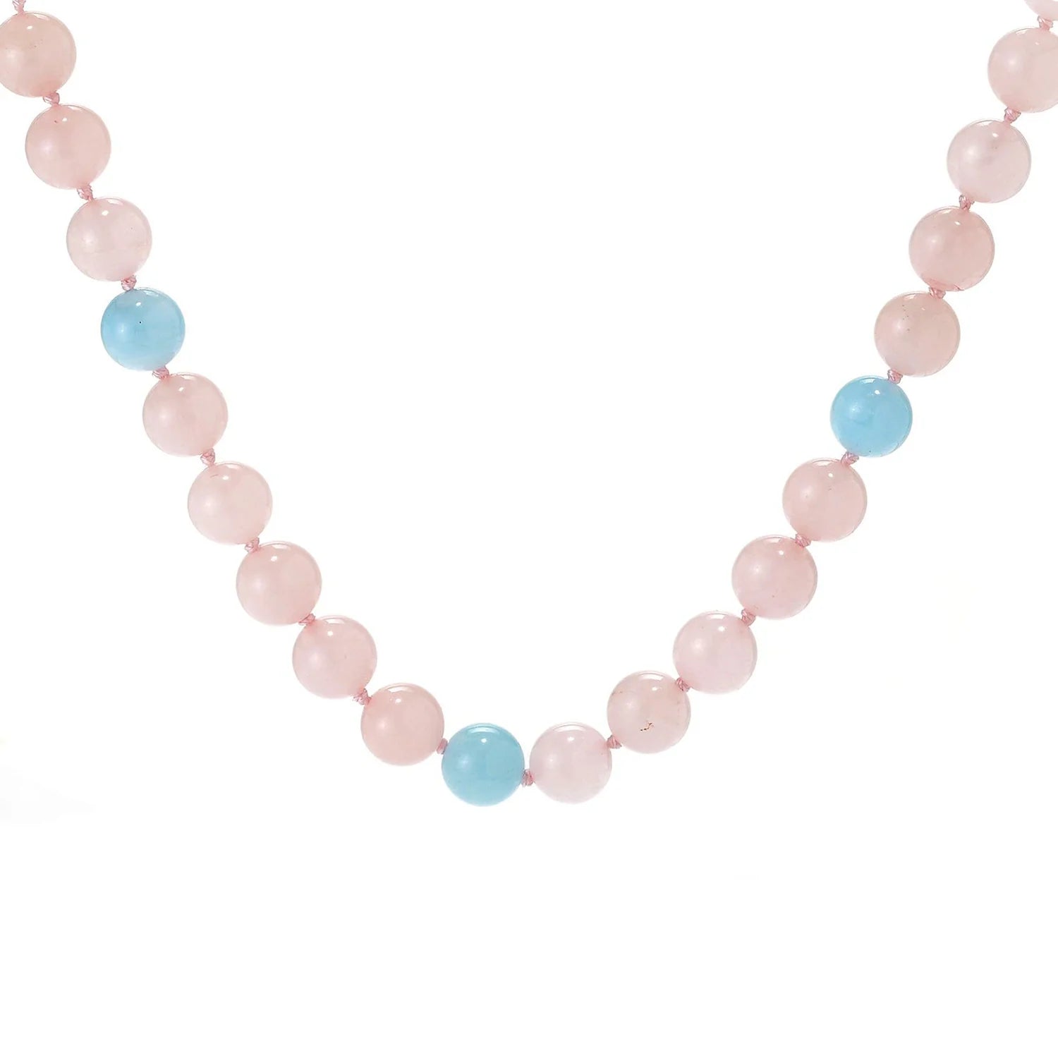 Gems en Vogue Rose Quartz & Aquamarine Bead Toggle Necklace