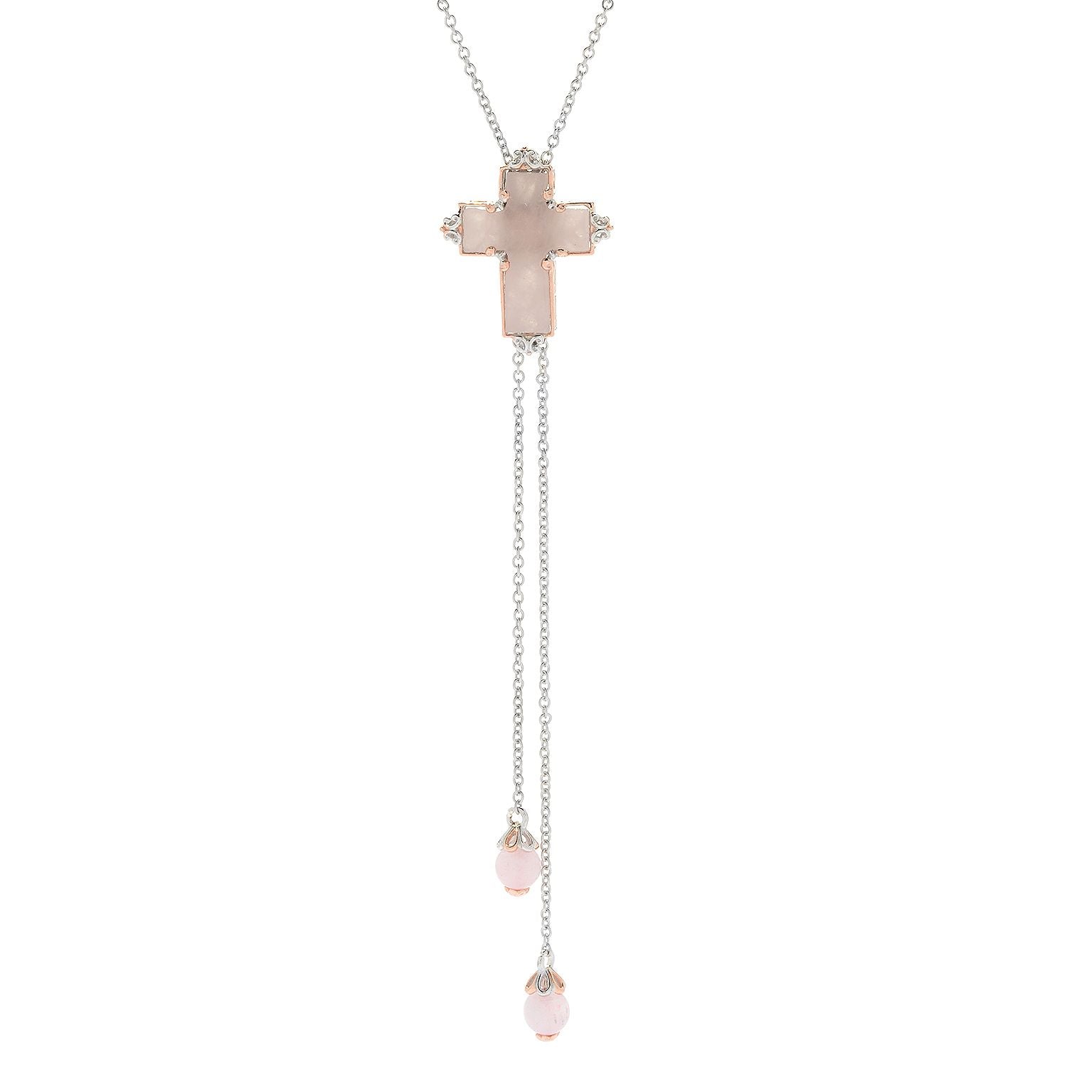 Gems en Vogue Choice of Gemstones Cross Bolo Necklace