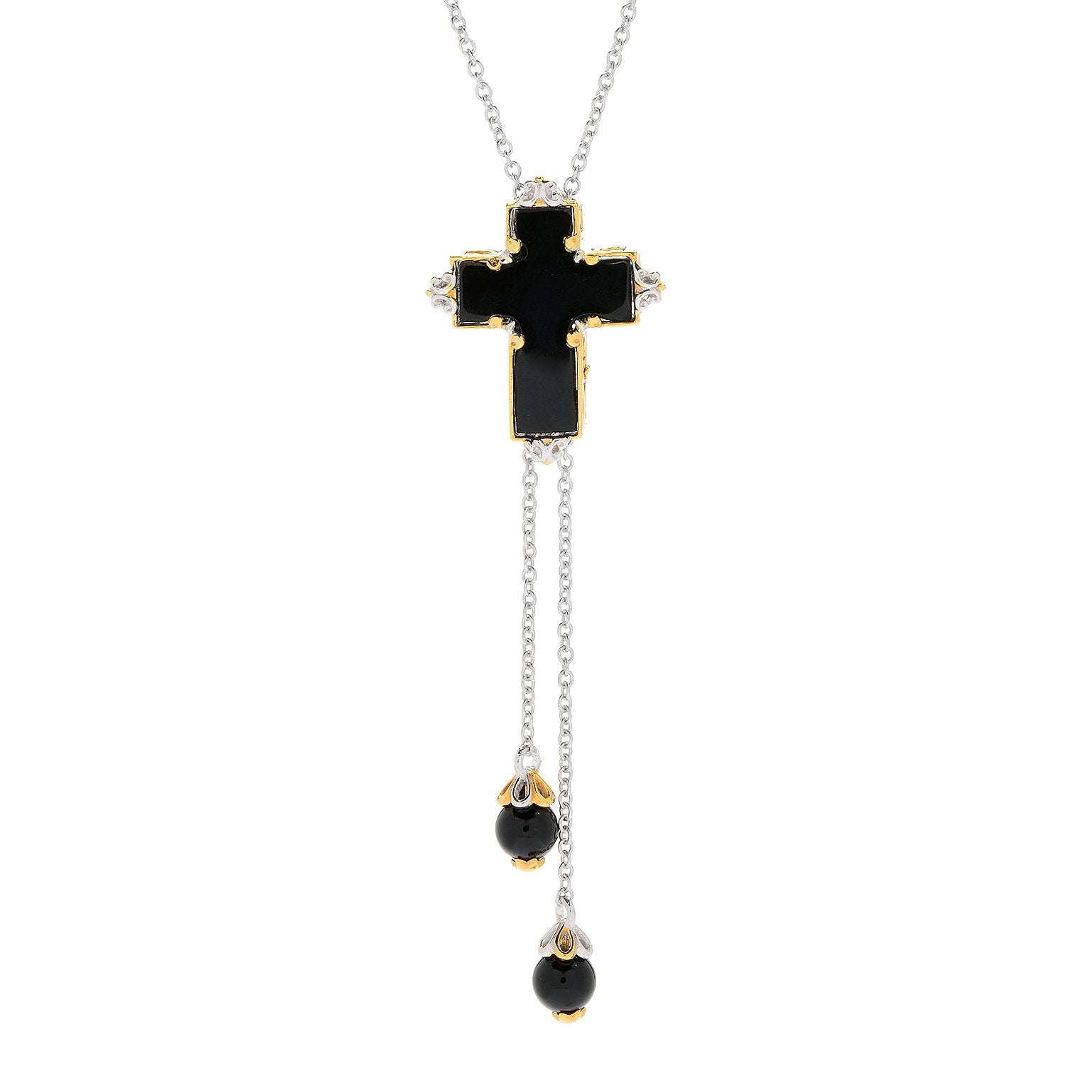 Gems en Vogue Choice of Gemstones Cross Bolo Necklace