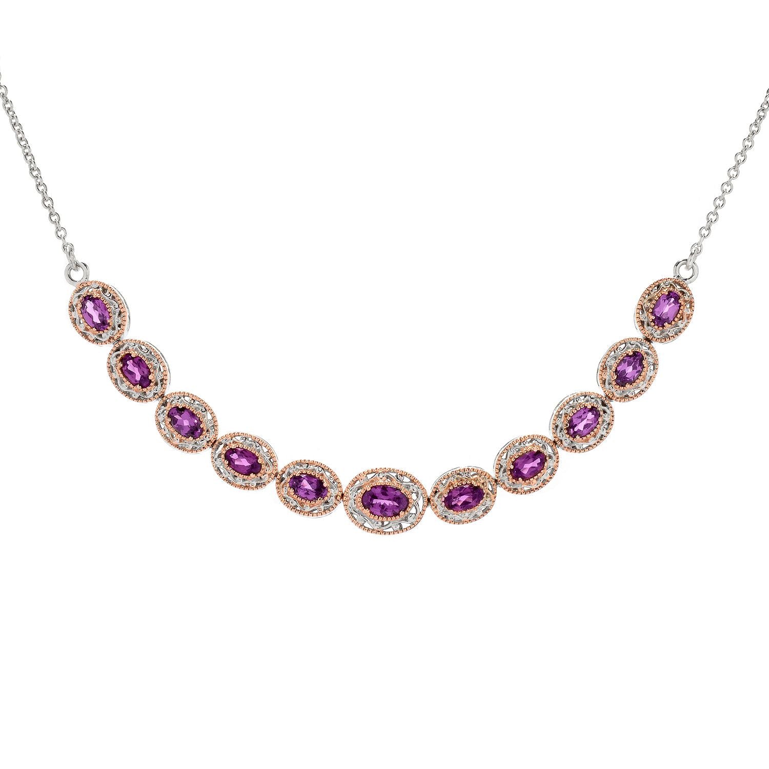 Gems en Vogue 3.25ctw Color Change Purple Garnet Necklace