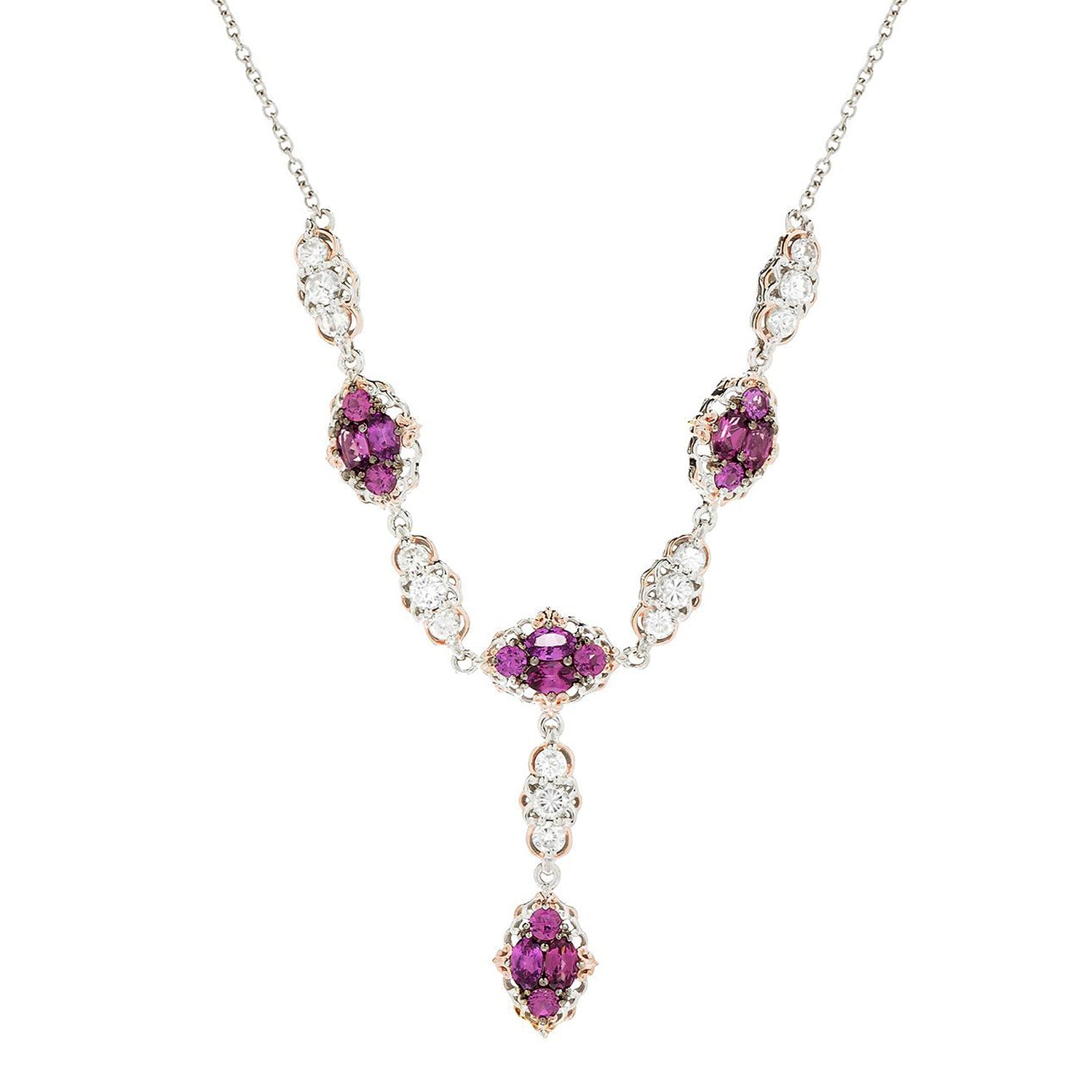 Gems en Vogue 6.68ctw Color Change Purple Garnet & White Zircon Y Necklace