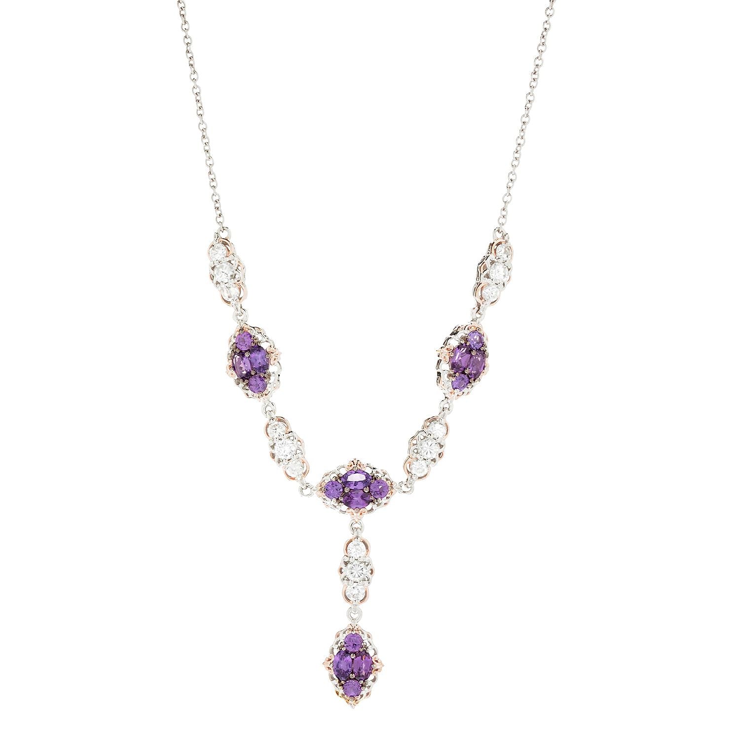 Gems en Vogue 6.68ctw Color Change Purple Garnet & White Zircon Y Necklace