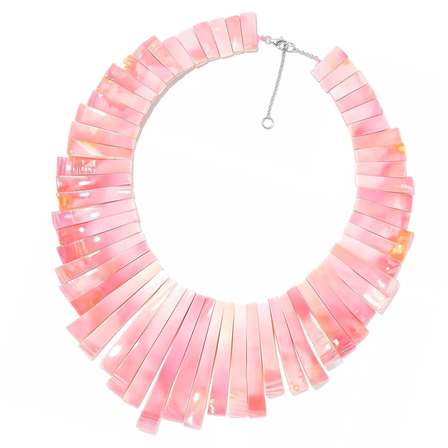 Gems en Vogue Graduated Pink Conch Shell Bib Necklace