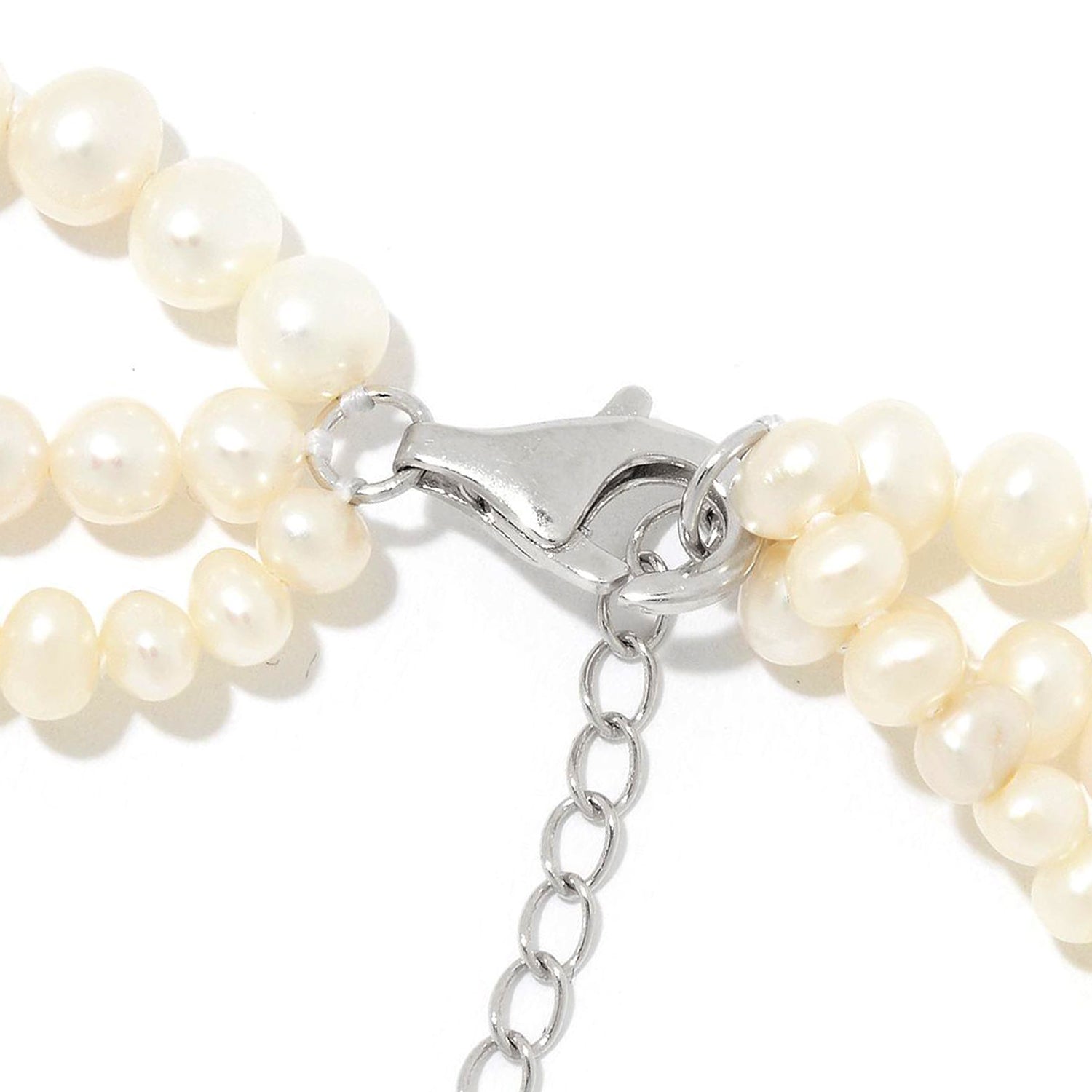 Gems en Vogue White Potato Pearl Bead Three Strand Necklace