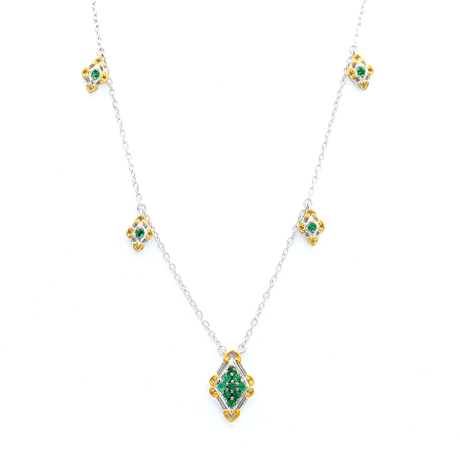 Gems en Vogue 0.39ctw Emerald Station Necklace