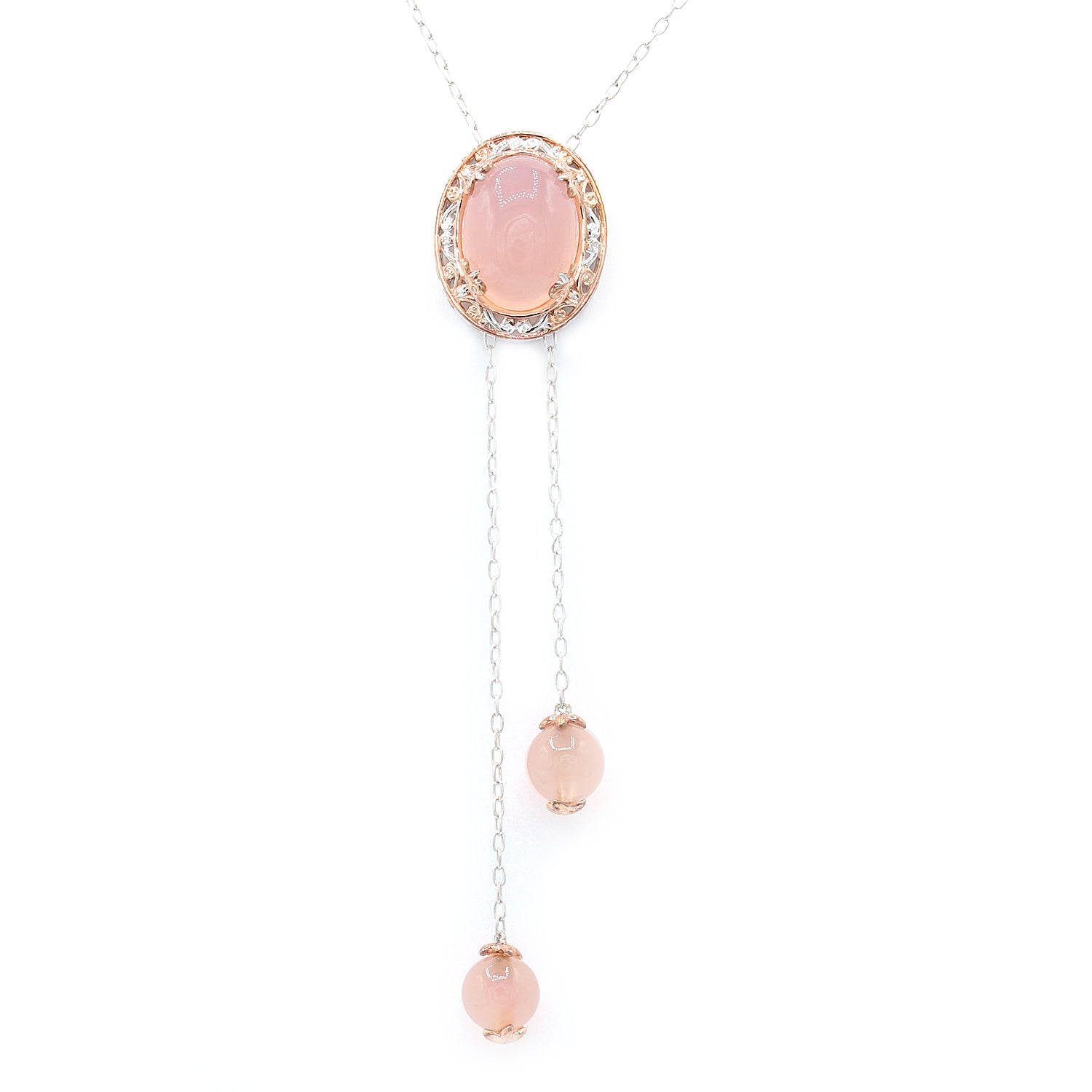 Gems en Vogue Pink Chalcedony Bolo Necklace
