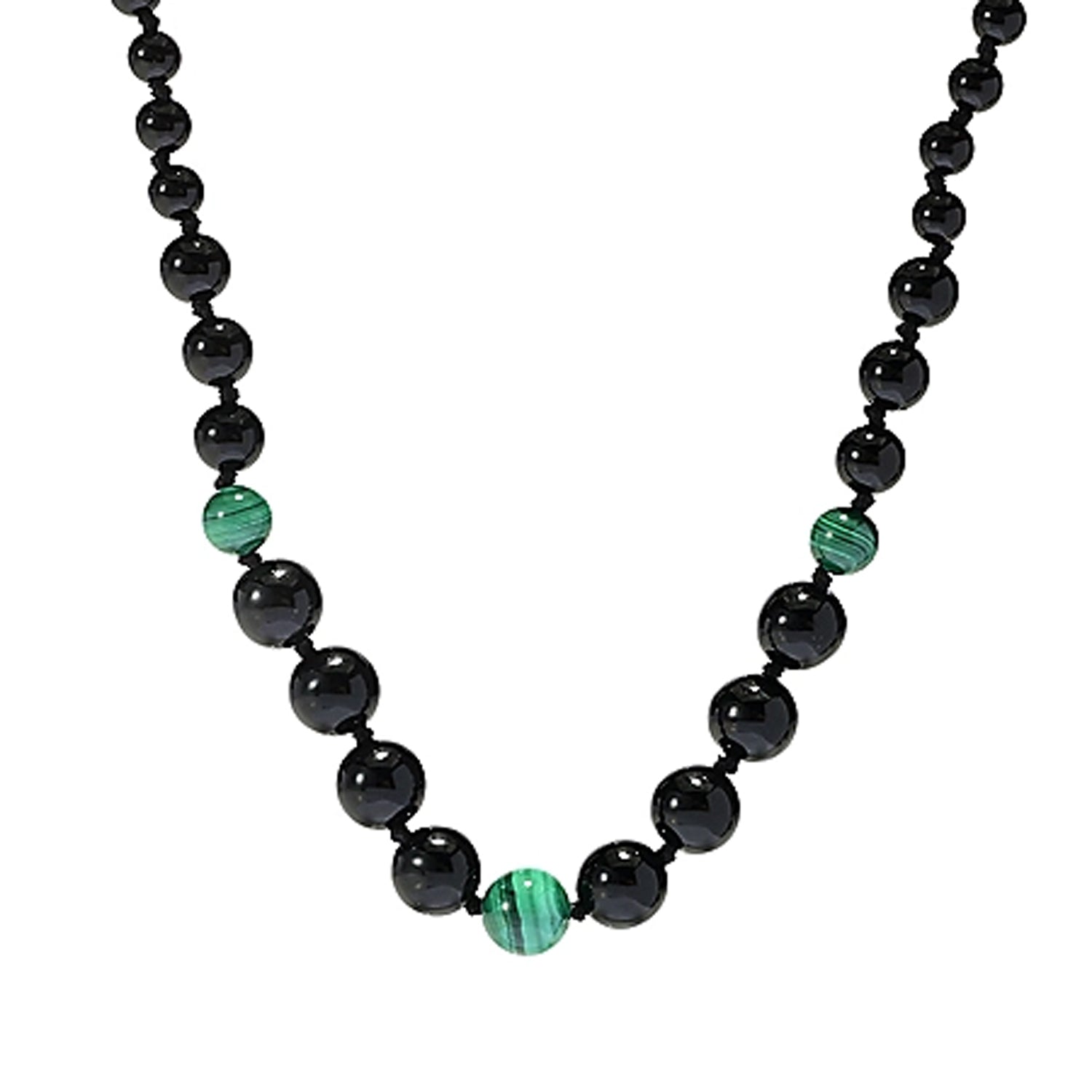 Gems en Vogue Black Onyx & Malachite Bead Necklace