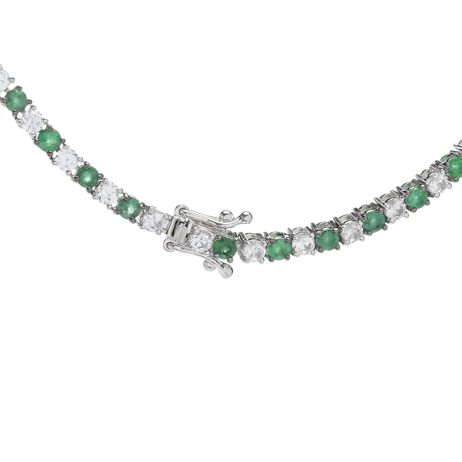 Gems en Vogue Luxe 30.04ctw Grizzly Emerald & White Zircon Necklace