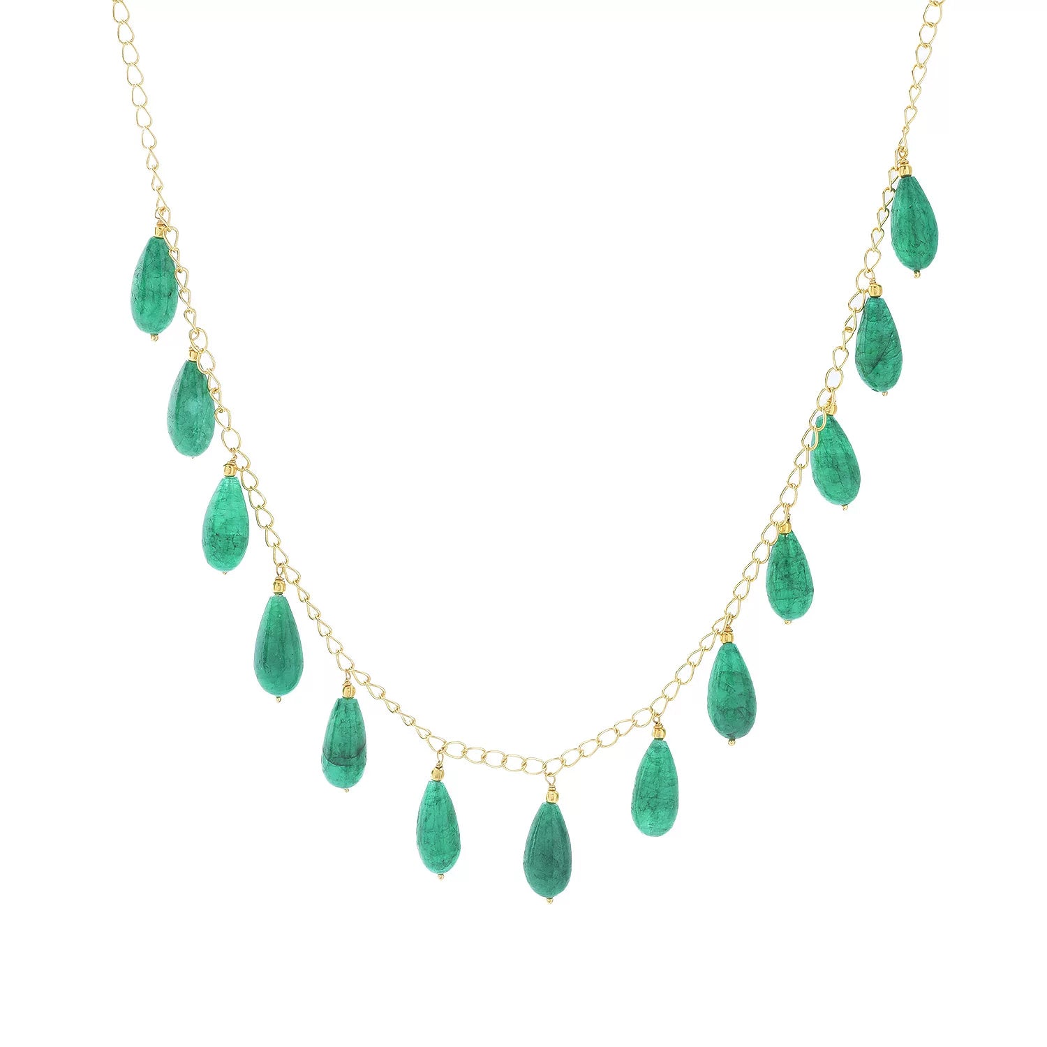 Gems en Vogue Emerald Tumbled Bead Necklace