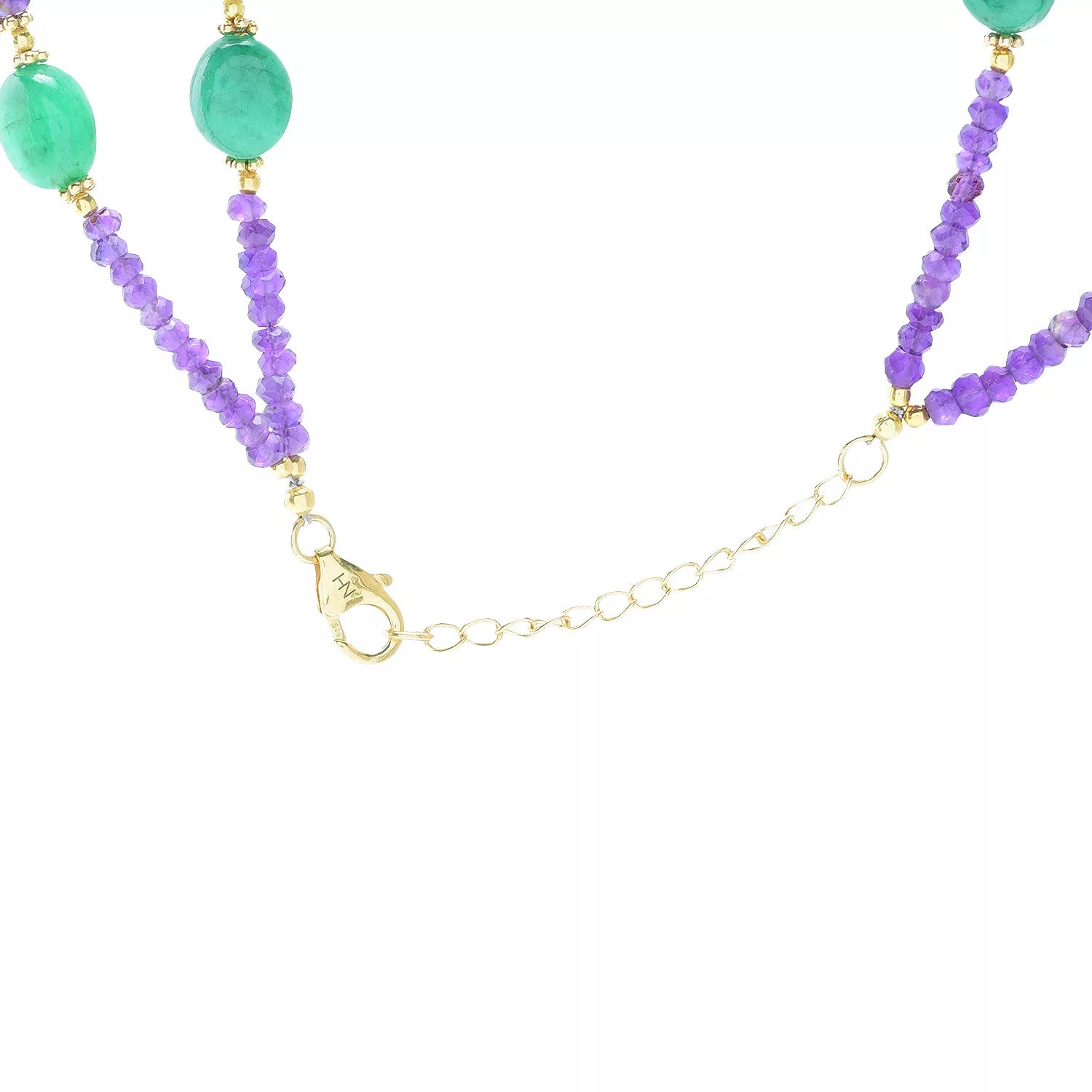 Collier double rangs de perles roulées émeraude et améthyste Gems en Vogue