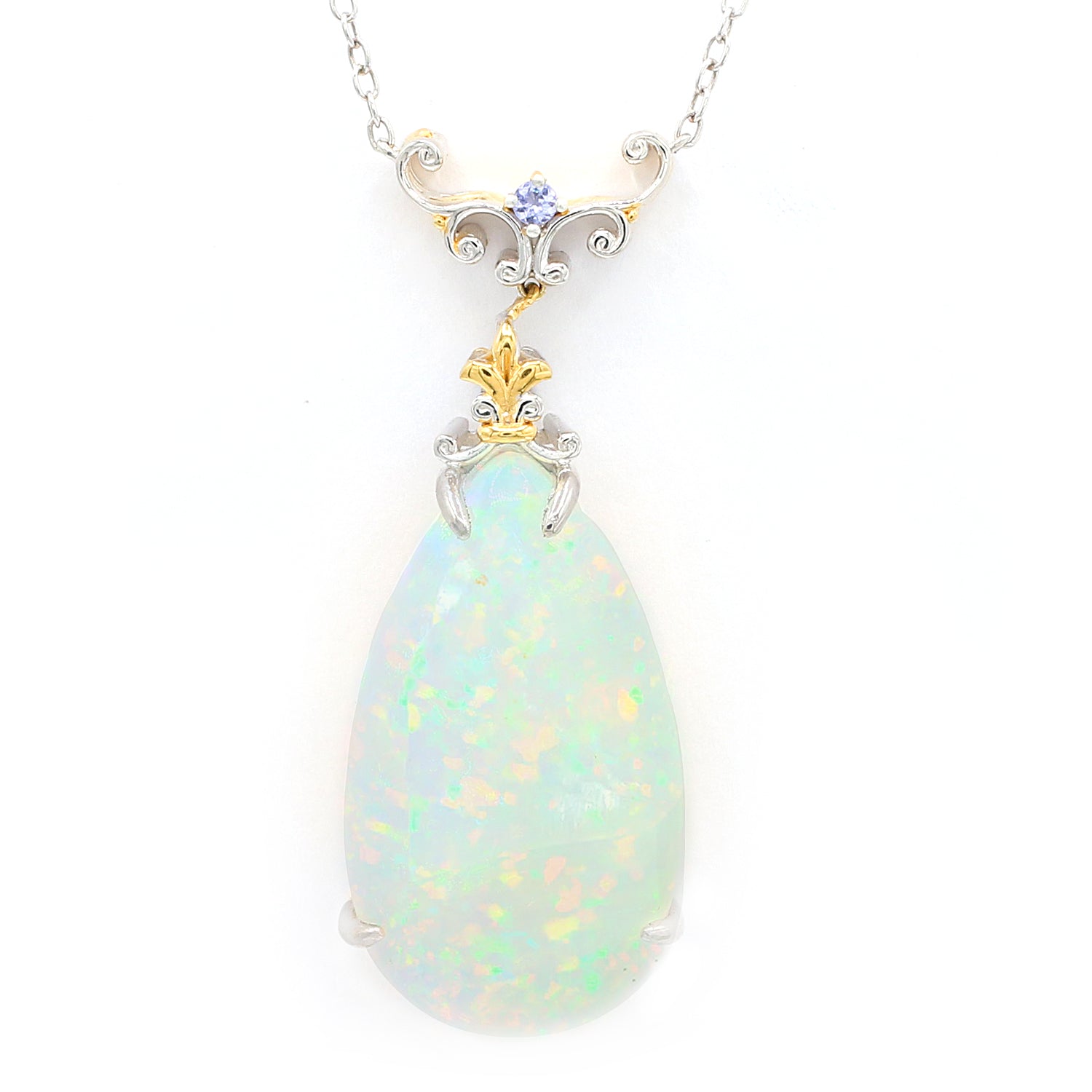 Limited Edition Gems en Vogue Luxe, One-of-a-Kind 28.89ctw Ethiopian Opal & Tanzanite Necklace