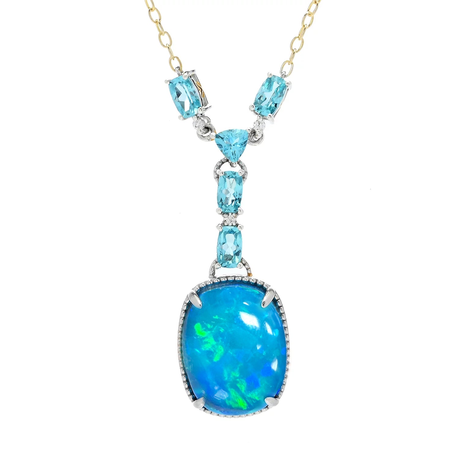 Gems en Vogue Paraiba Opal, Paraiba Apatite & White Zircon Necklace