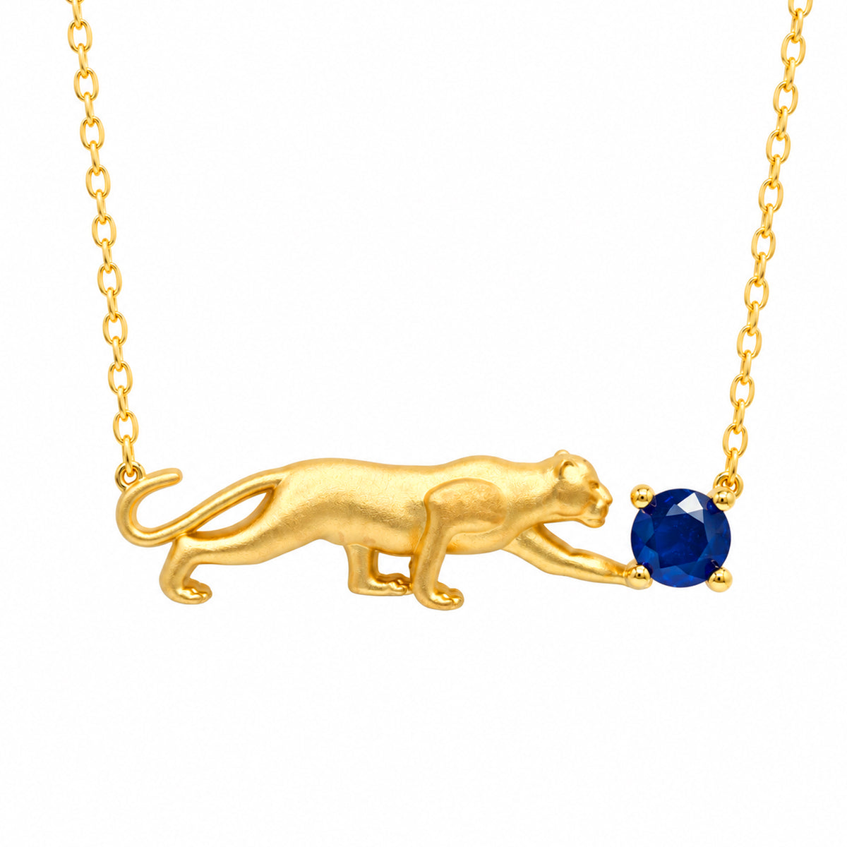 Gems en Vogue 24K Palladium Silver 2.23ctw Cobalt Blue Spinel Panther Necklace
