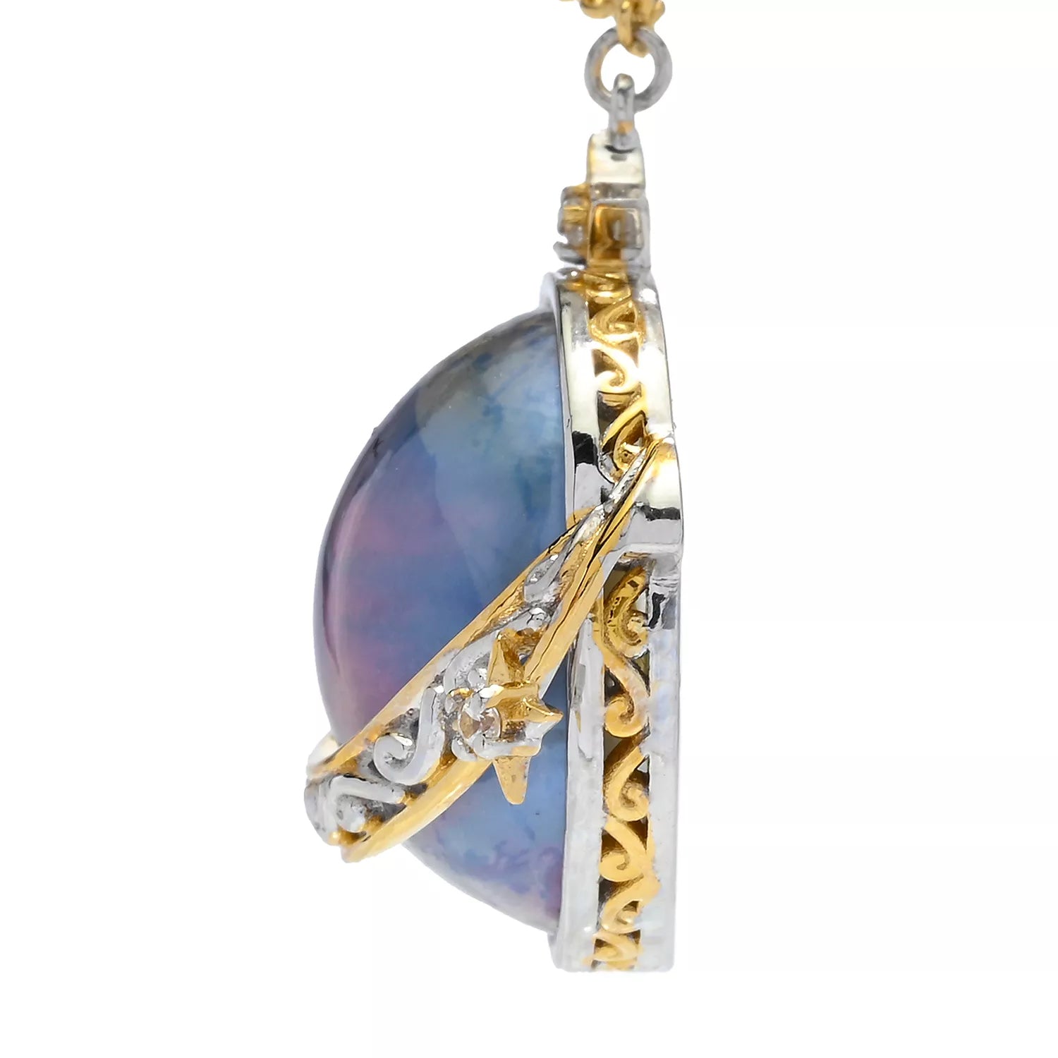 Gems en Vogue Peacock Mabe Cultured Pearl, Citrine, Topaz & Zircon Planet Necklace