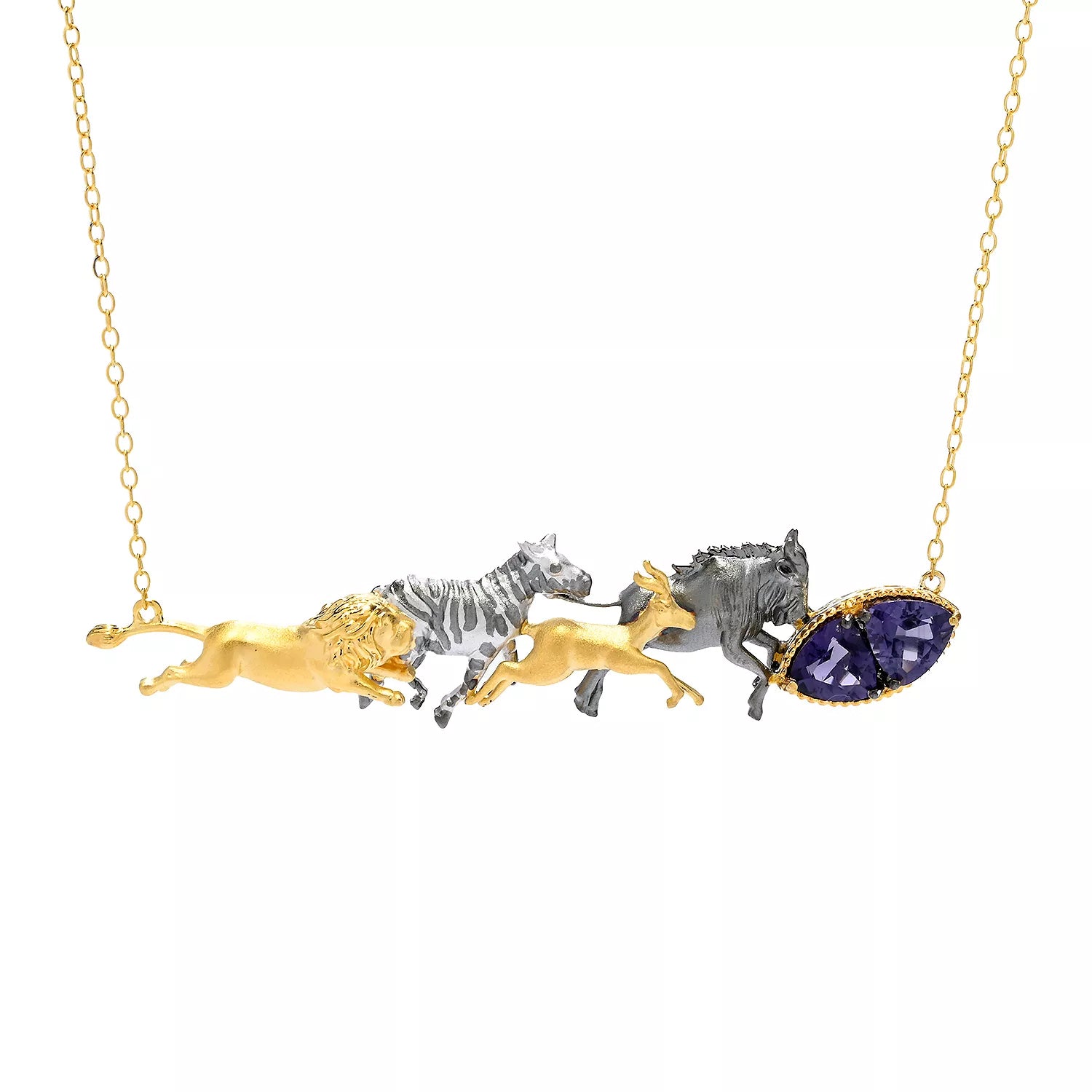 Gems en Vogue 2.84ctw Blue Amethyst African Safari Necklace