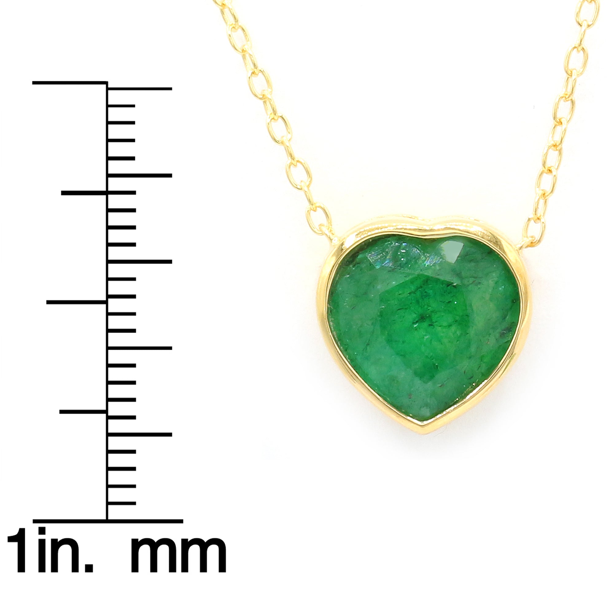 Gems en Vogue Collier en argent palladié 24 carats avec émeraude de Zambie en forme de cœur de 5,65 carats
