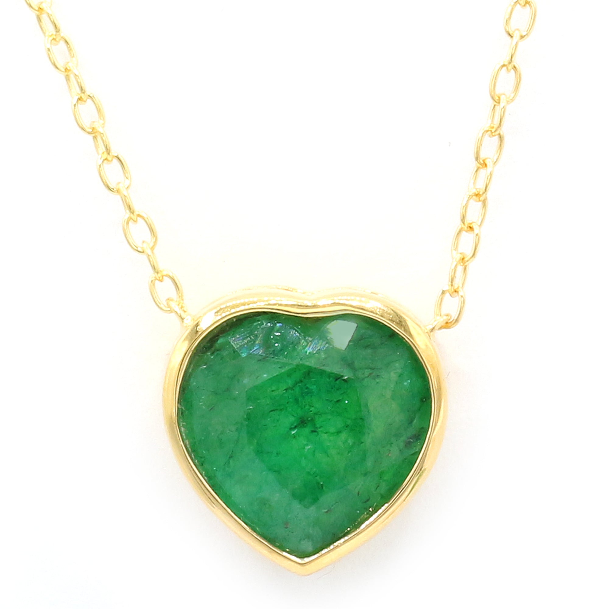 Gems en Vogue 24K Palladium Silver 5.65ctw Heart Shape Zambian Emerald Necklace
