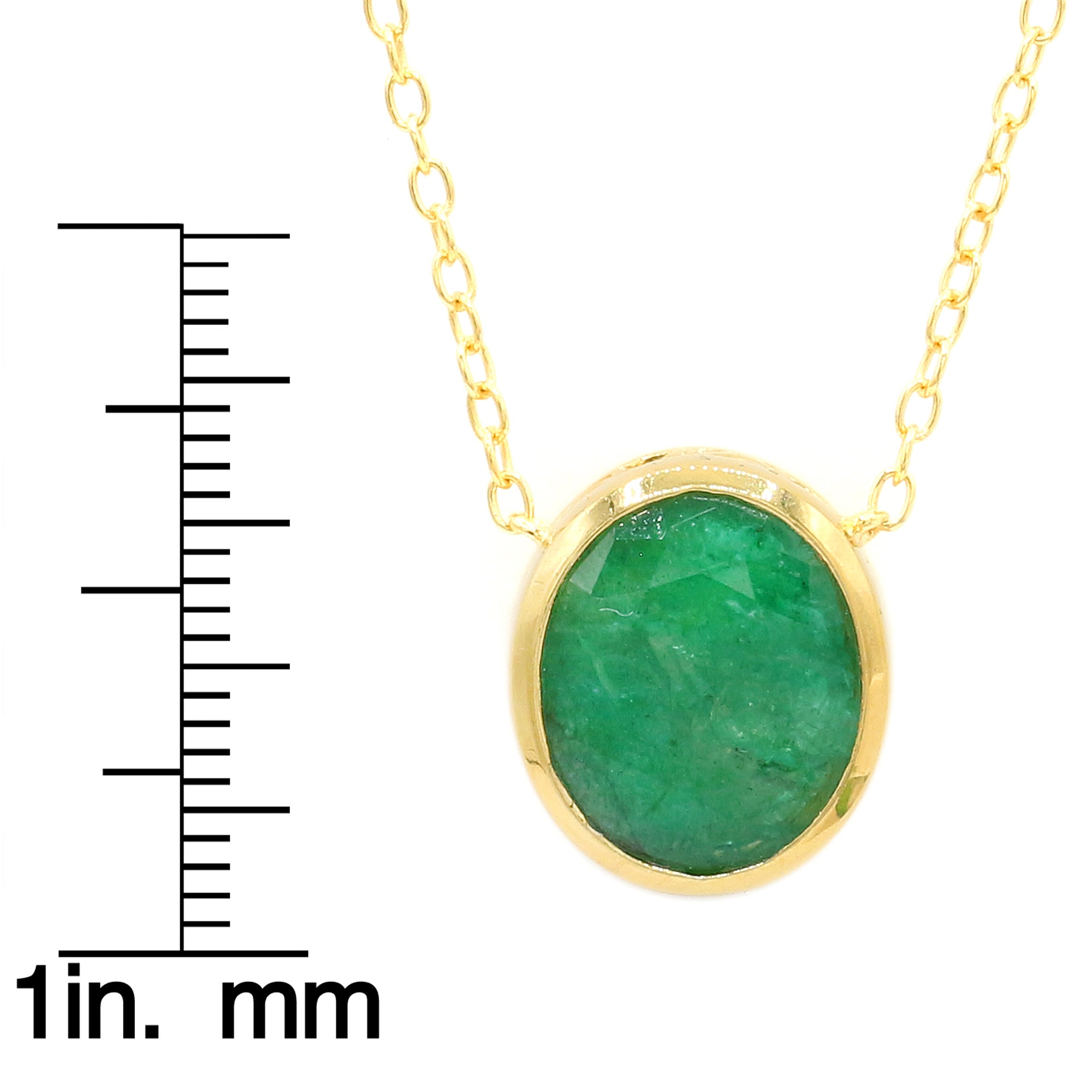 Gems en Vogue Collier en argent palladium 24 carats orné d'une émeraude ovale de Zambie de 5,51 carats