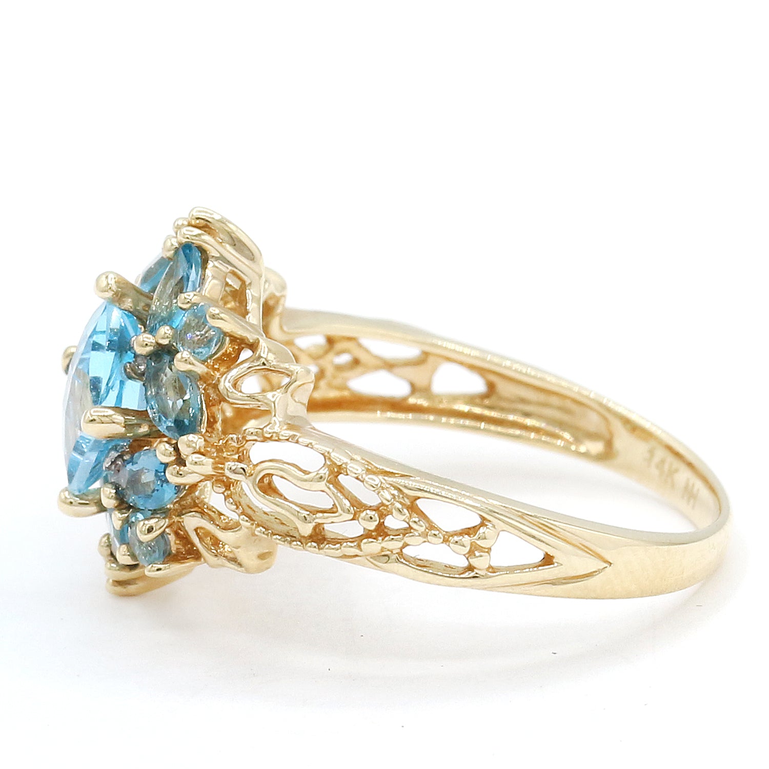 Golden Jewel 14K Yellow Gold 1.84ctw Blue Topaz & Diamond Ring