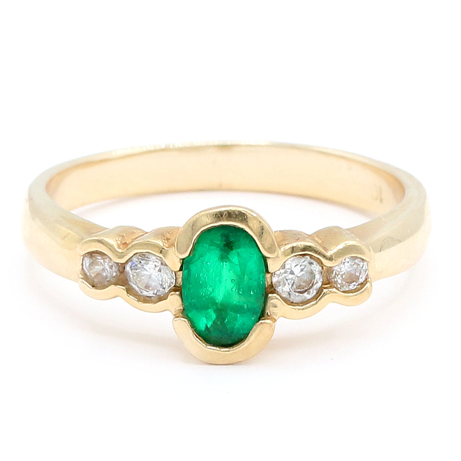 Golden Jewel 10K Yellow Gold 0.73ctw Emerald & Diamond Ring