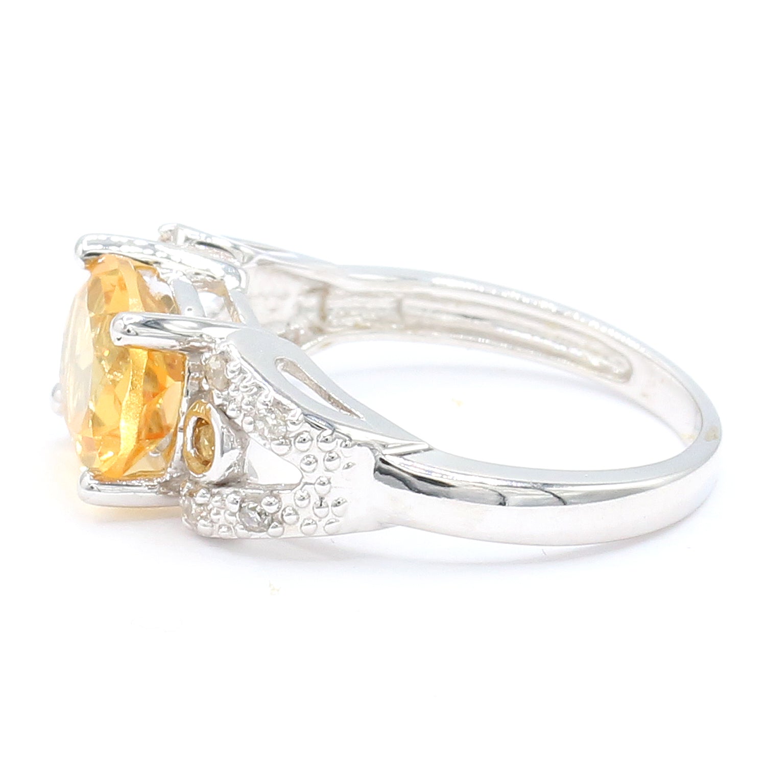 Golden Jewel 10K White Gold 2.72ctw Citrine & Diamond Ring