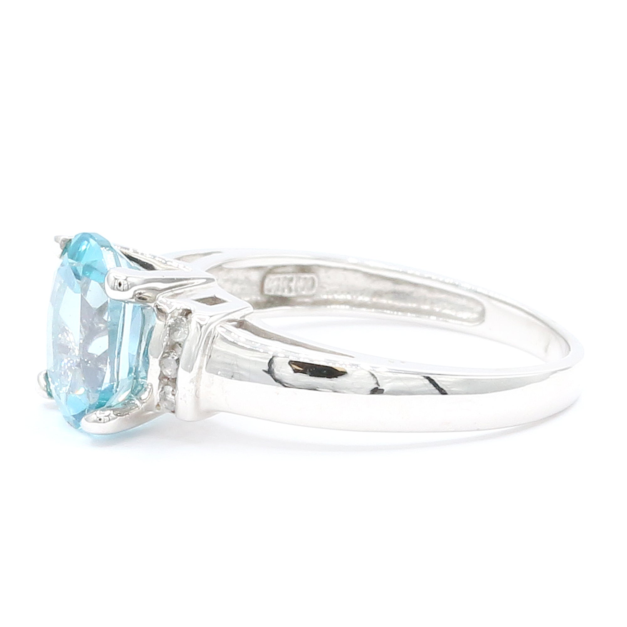 Golden Jewel 14K White Gold 2.56ctw Blue Topaz & Diamond Ring