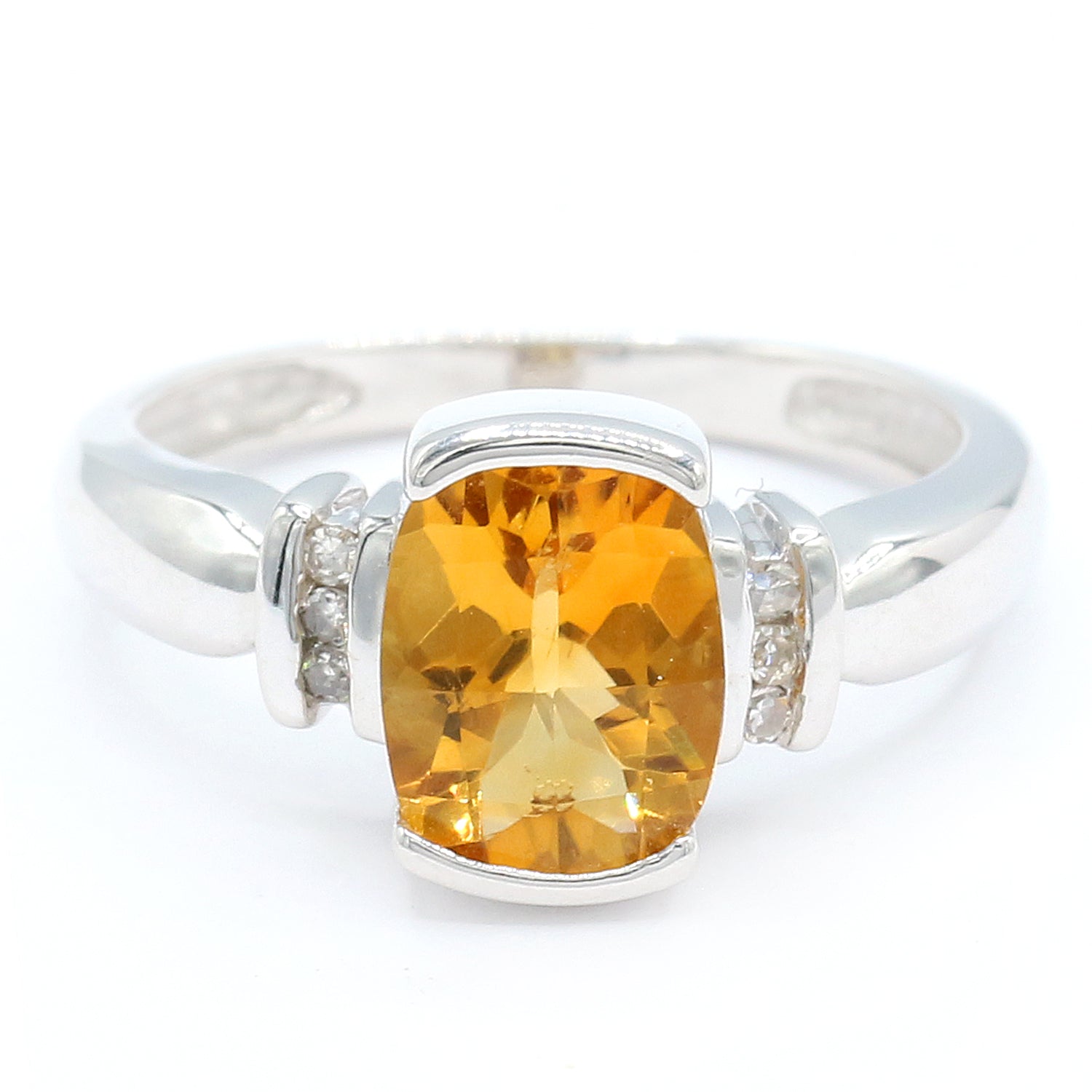 Golden Jewel 14K White Gold 2.43ctw Citrine & Diamond Ring