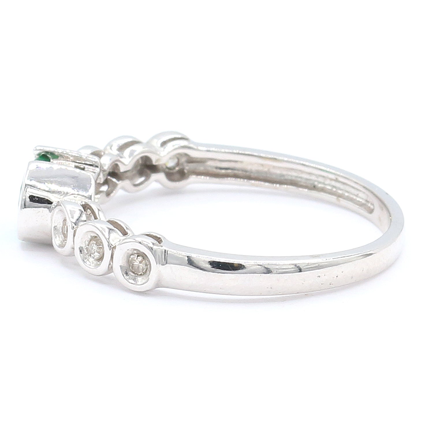 Golden Jewel 10K White Gold 0.61ctw Emerald & Diamond Ring