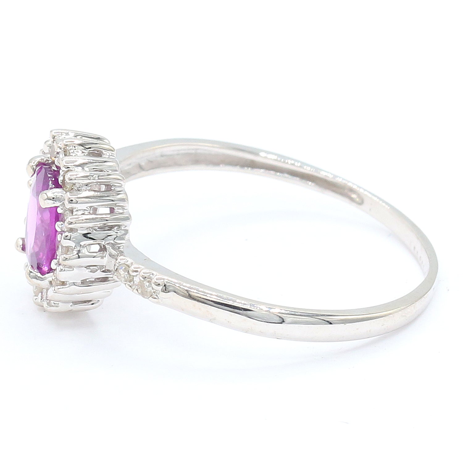 Golden Jewel 14K White Gold 0.97ctw Color Change Purple Garnet & Diamond Halo Ring