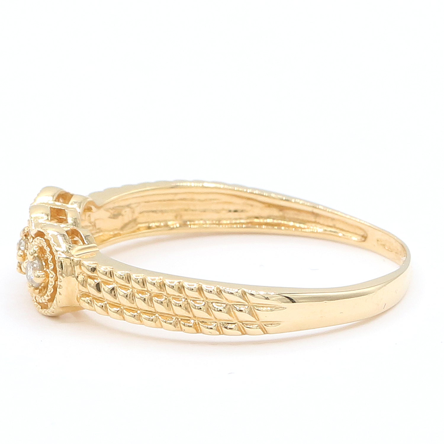 Golden Jewel 14K Yellow Gold 0.105ctw Diamond Three Stone Ring