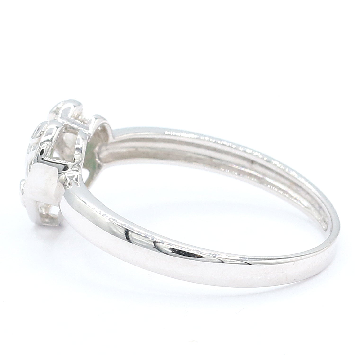 Golden Jewel 14K White Gold 0.06ctw Emerald & Diamond Heart Ring