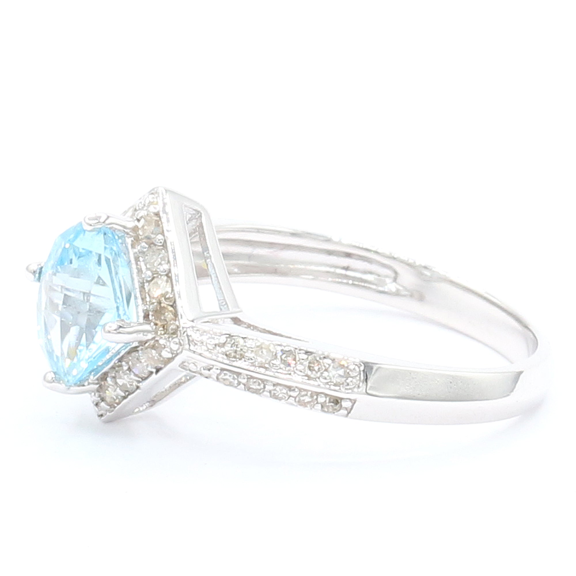 Golden Jewel 10K White Gold 1.56ctw Blue Topaz & Diamond Ring