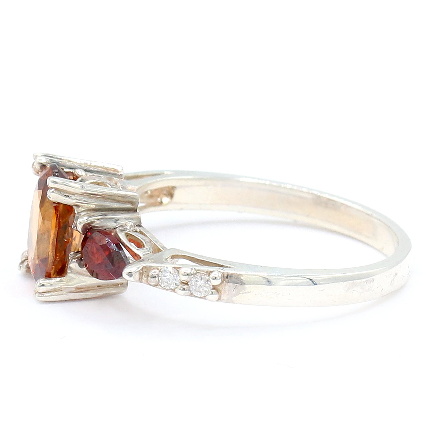 Golden Jewel 14K White Gold 2.80ctw Brown Zircon, Garnet & Diamond Ring