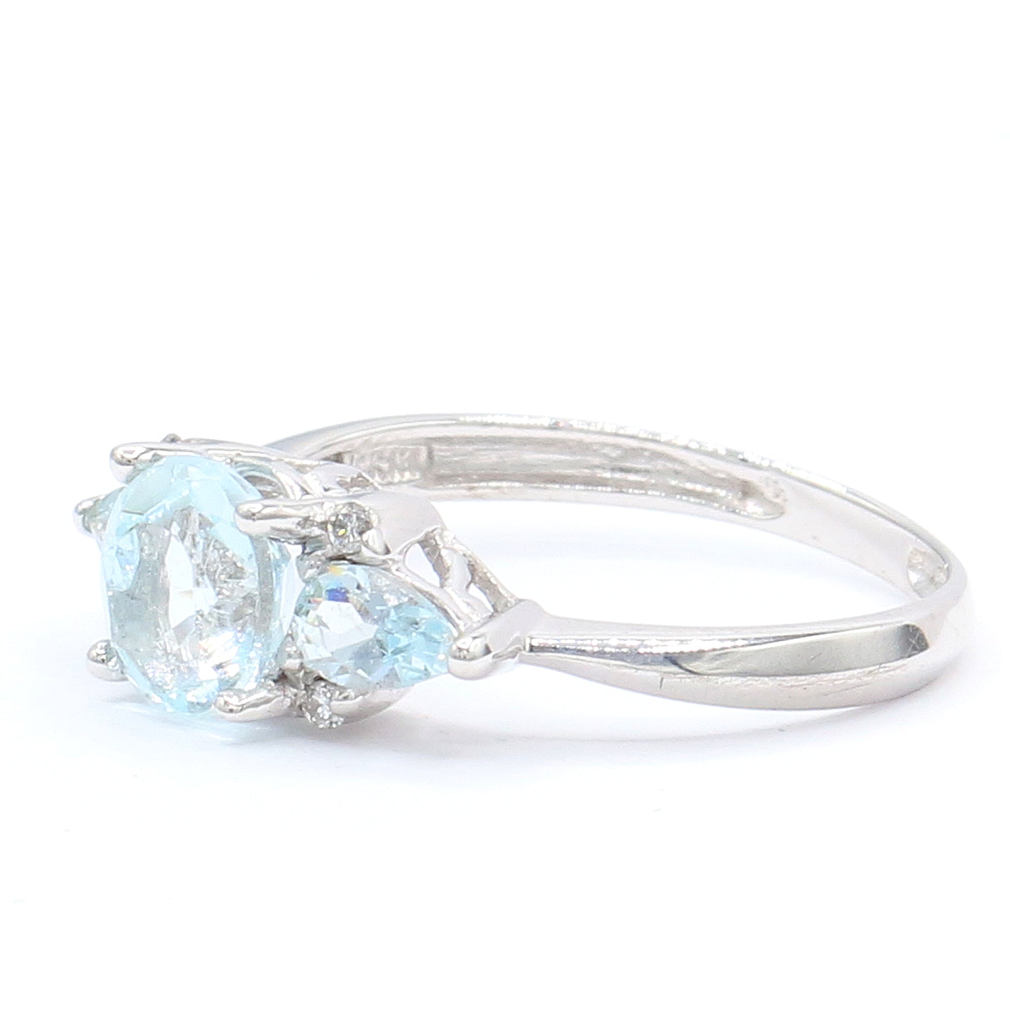 Golden Jewel 14K White Gold 1.54ctw Aquamarine & Diamond Ring
