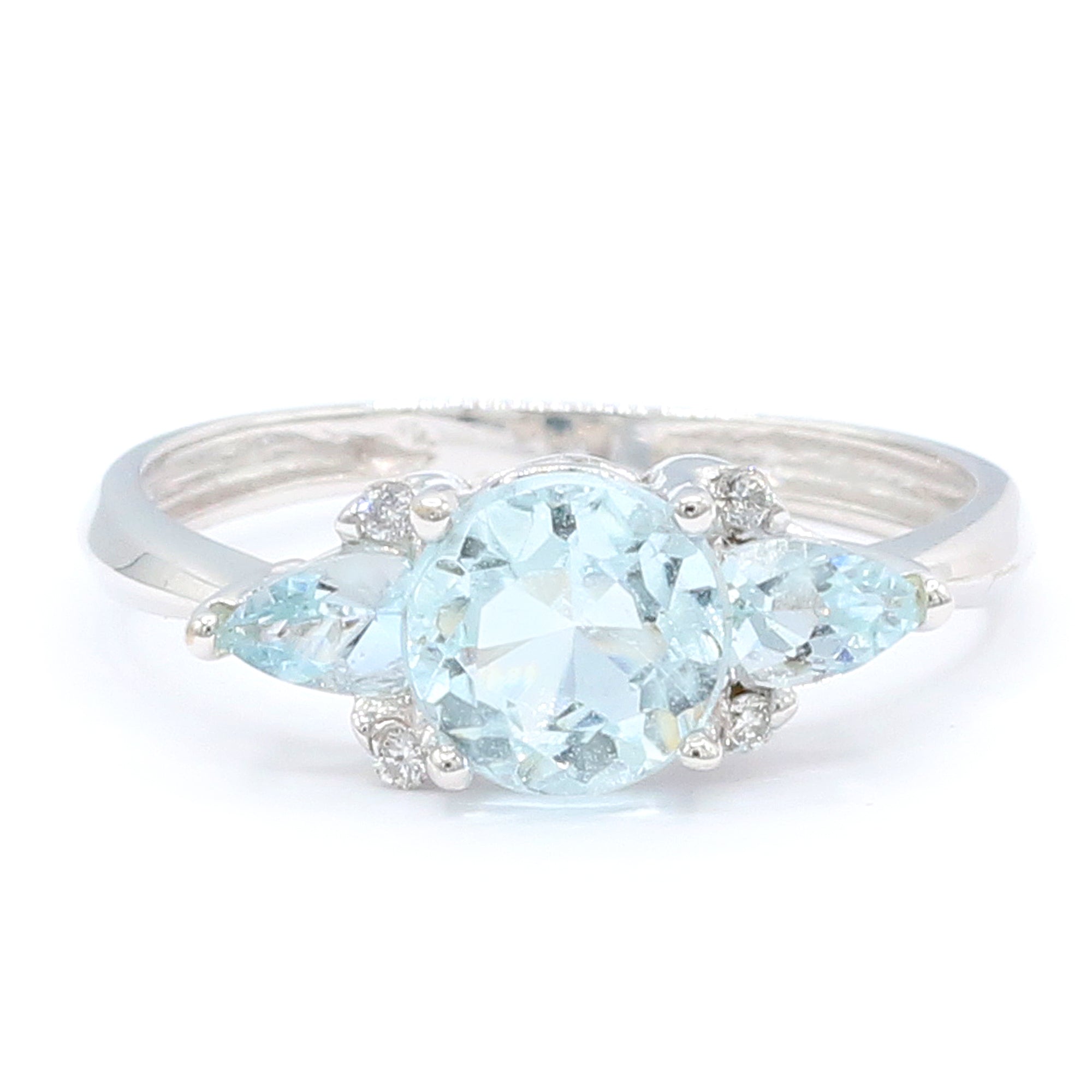 Golden Jewel 14K White Gold 1.54ctw Aquamarine & Diamond Ring