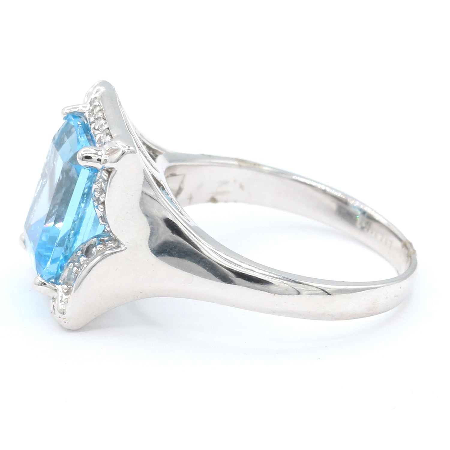 Golden Jewel 14K White Gold 2.94ctw Blue Topaz & Diamond Ring