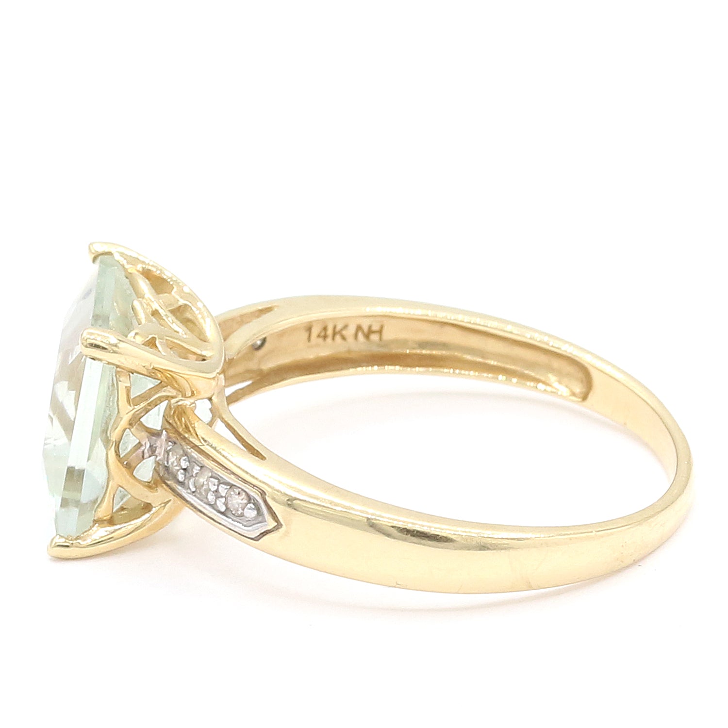 Golden Jewel 14K Yellow Gold 2.06ctw Prasiolite & Diamond Ring