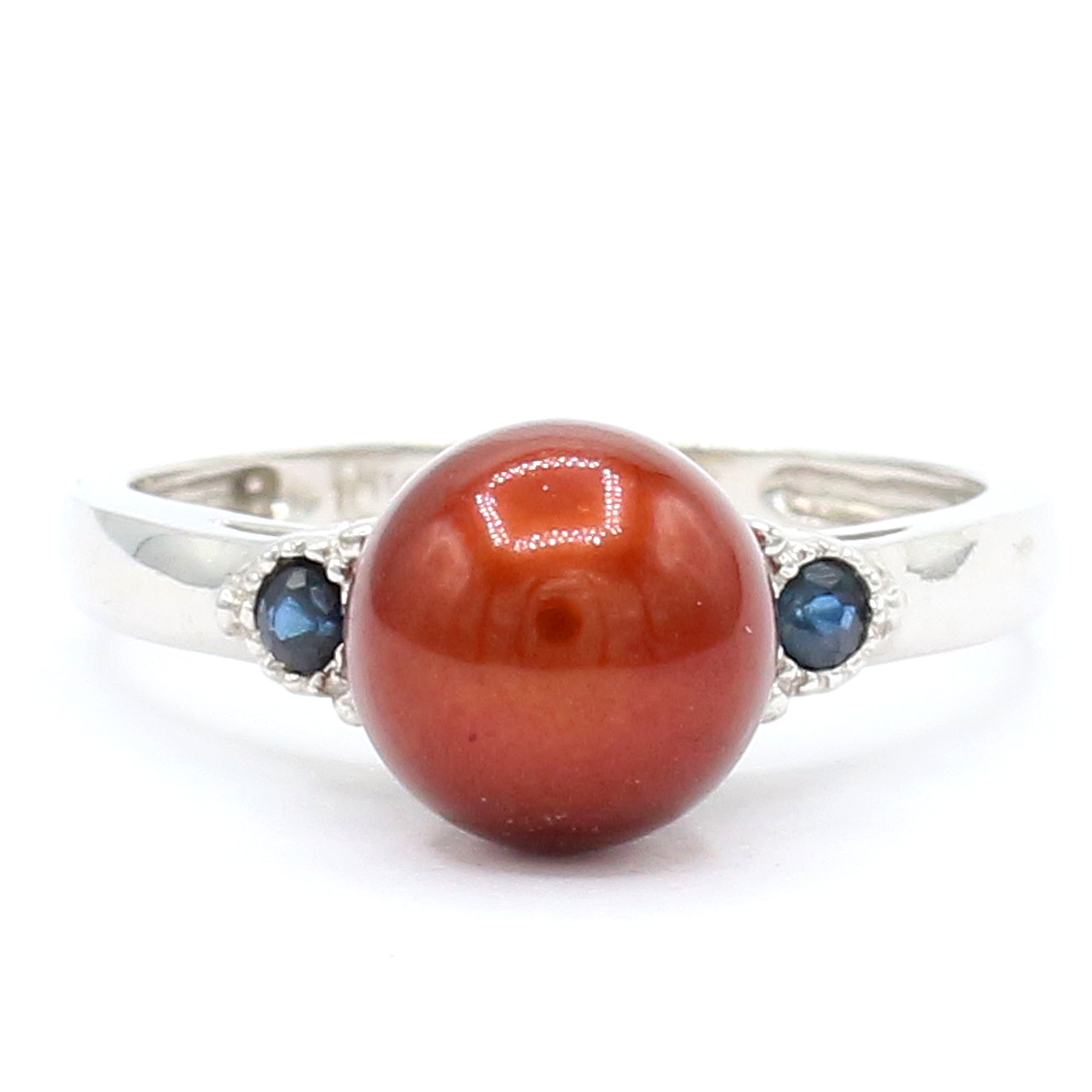 Golden Jewel 14K White Gold Pearl & Blue Sapphire Ring