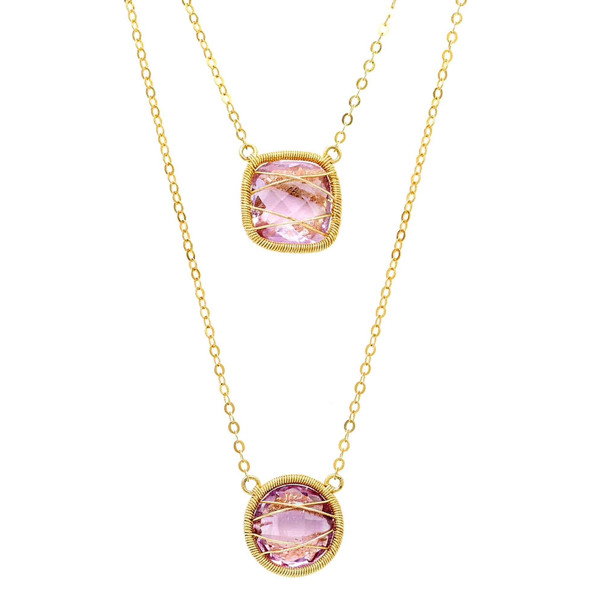 Hall of Jewels 10.80ctw Pink Amethyst Layered Chain Necklace