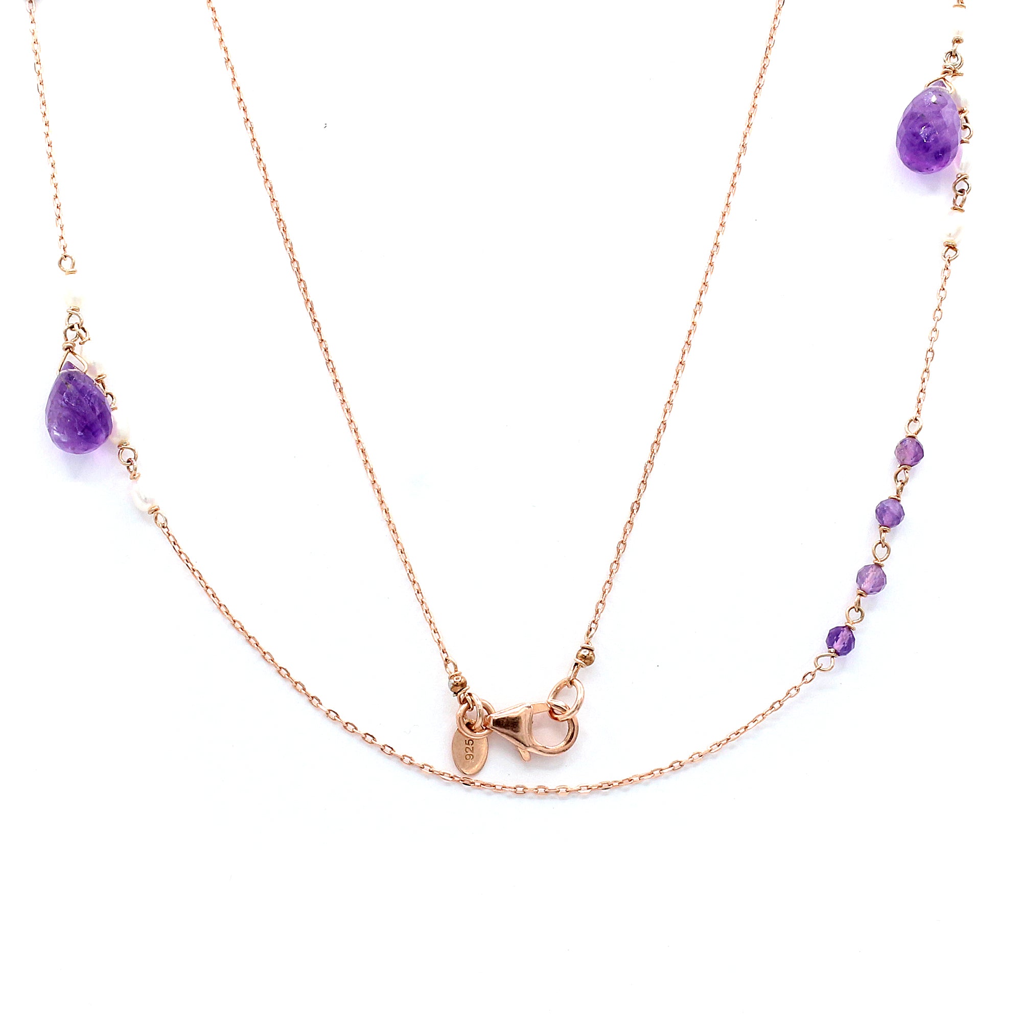 Hall of Jewels Rose Quartz, Pearl & Amethyst Necklace