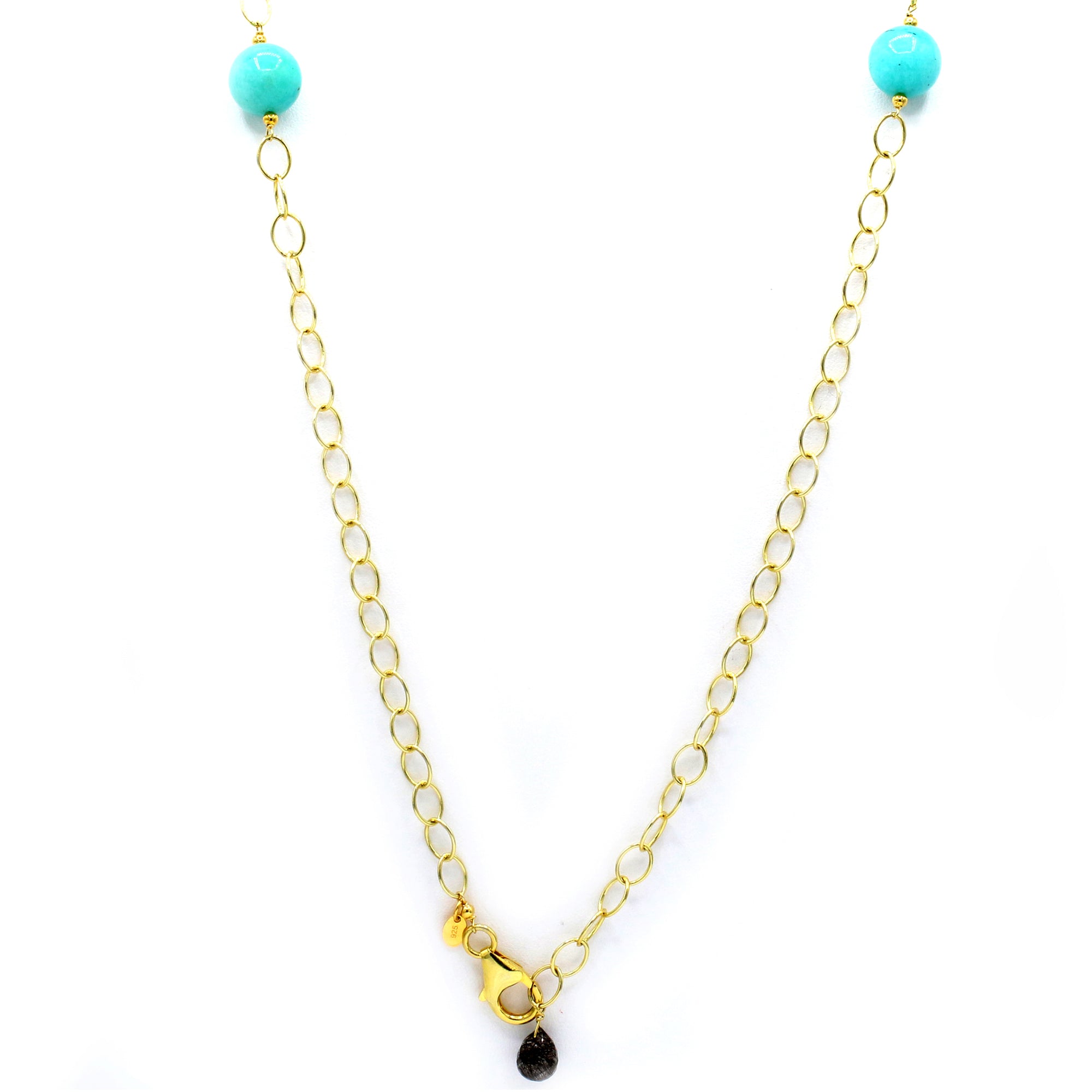 Hall of Jewels Black Obsidian, Freshwater Cultured Pearls & Amazonite Necklace