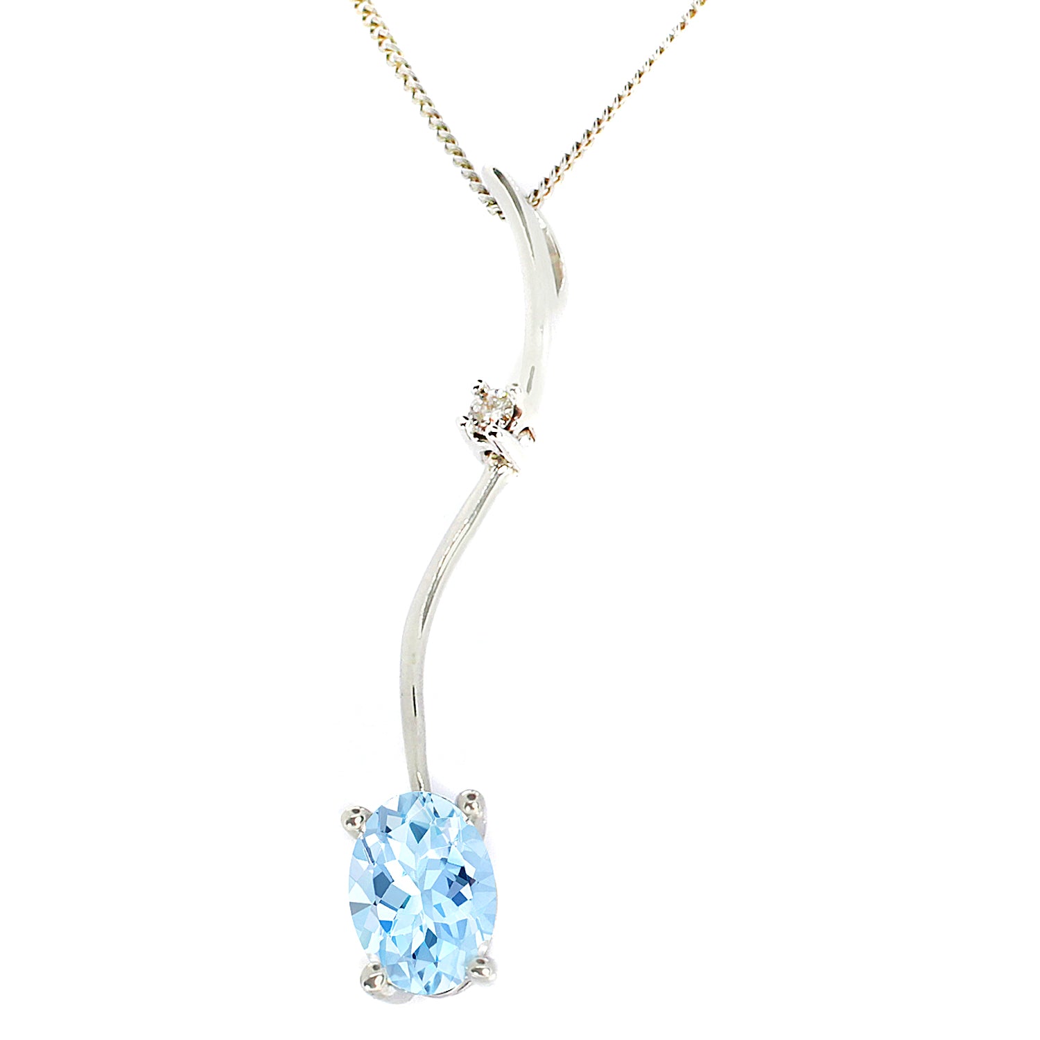 Golden Jewel 14K White Gold 0.75ctw Aquamarine & Diamond Pendant