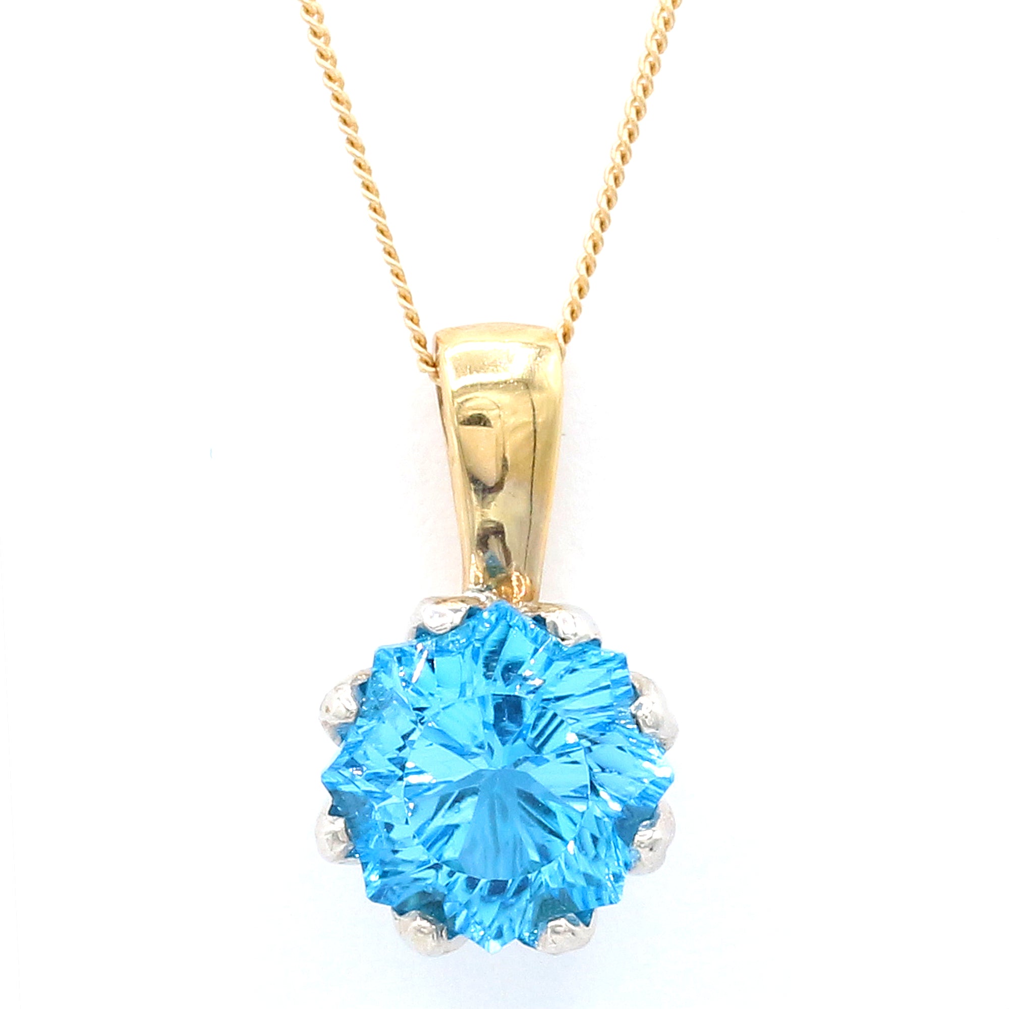Golden Jewel 14K Yellow Gold 4.25ctw Special Cut Swiss Blue Topaz Pendant