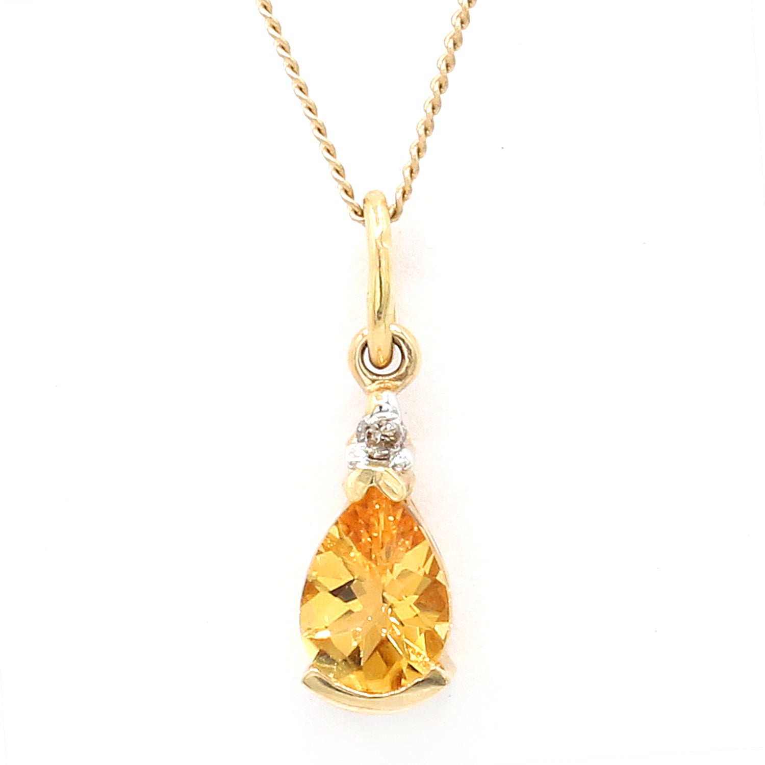 Golden Jewel 14K Gold Choice of Pearshaped Gemstone & Diamond Pendant