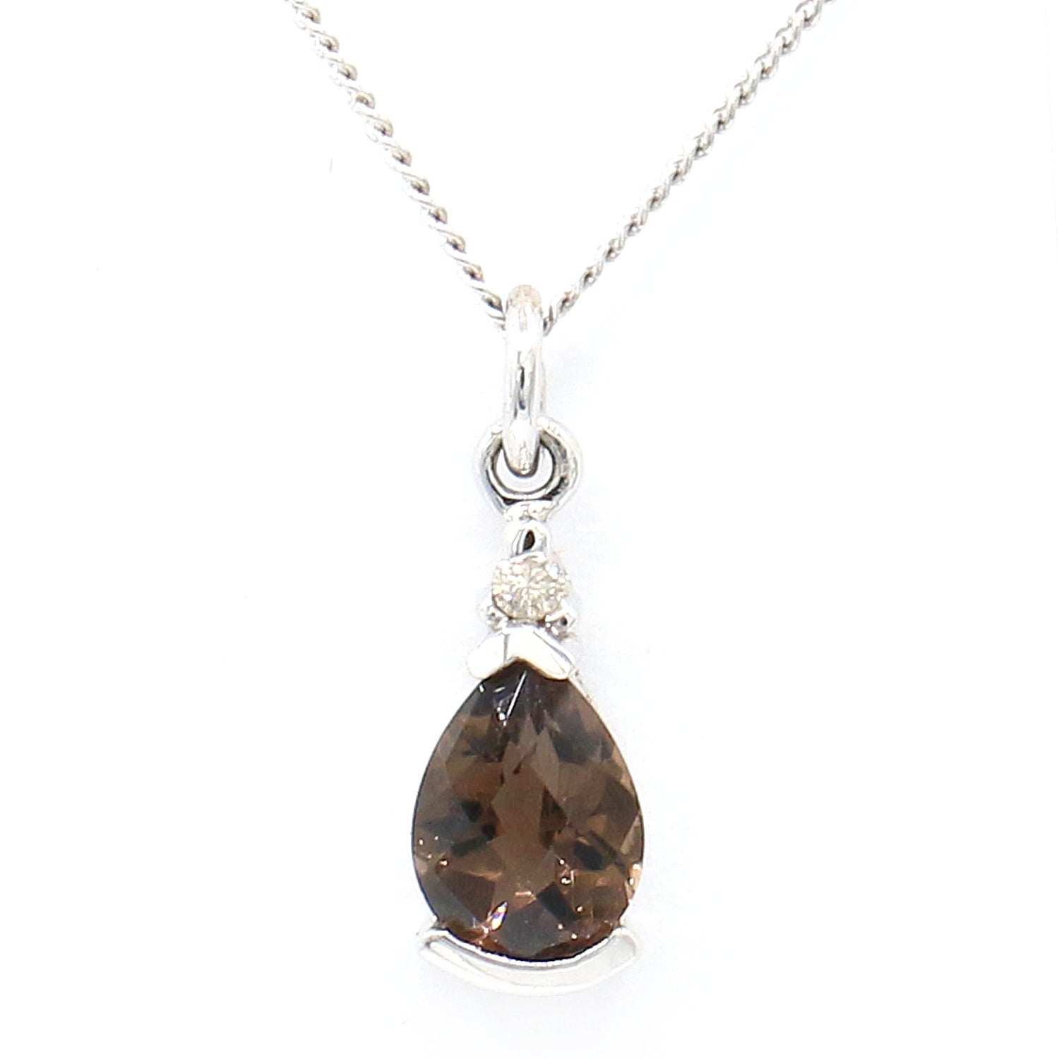 Golden Jewel 14K Gold Choice of Pearshaped Gemstone & Diamond Pendant