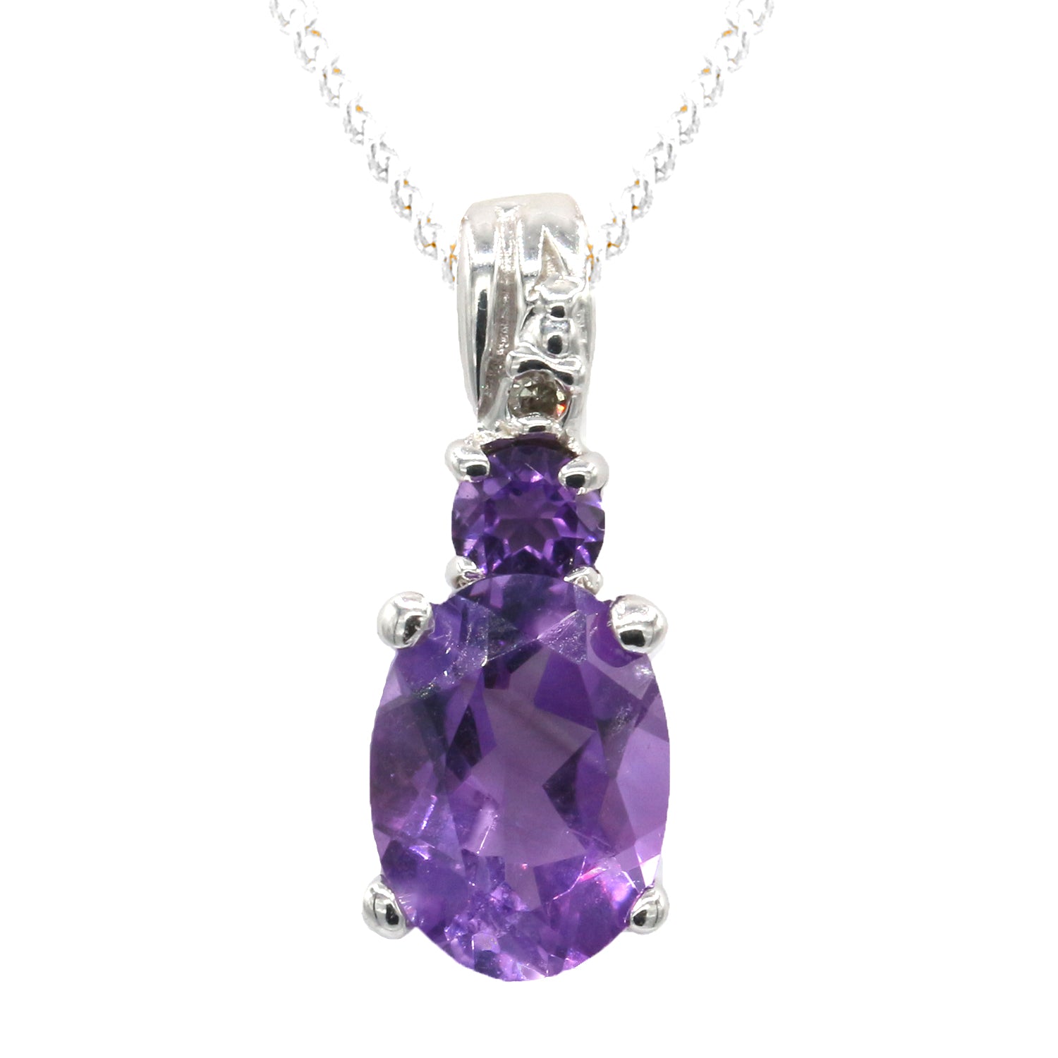 Golden Jewel 14K White Gold 1.29ctw Amethyst & Diamond Pendant