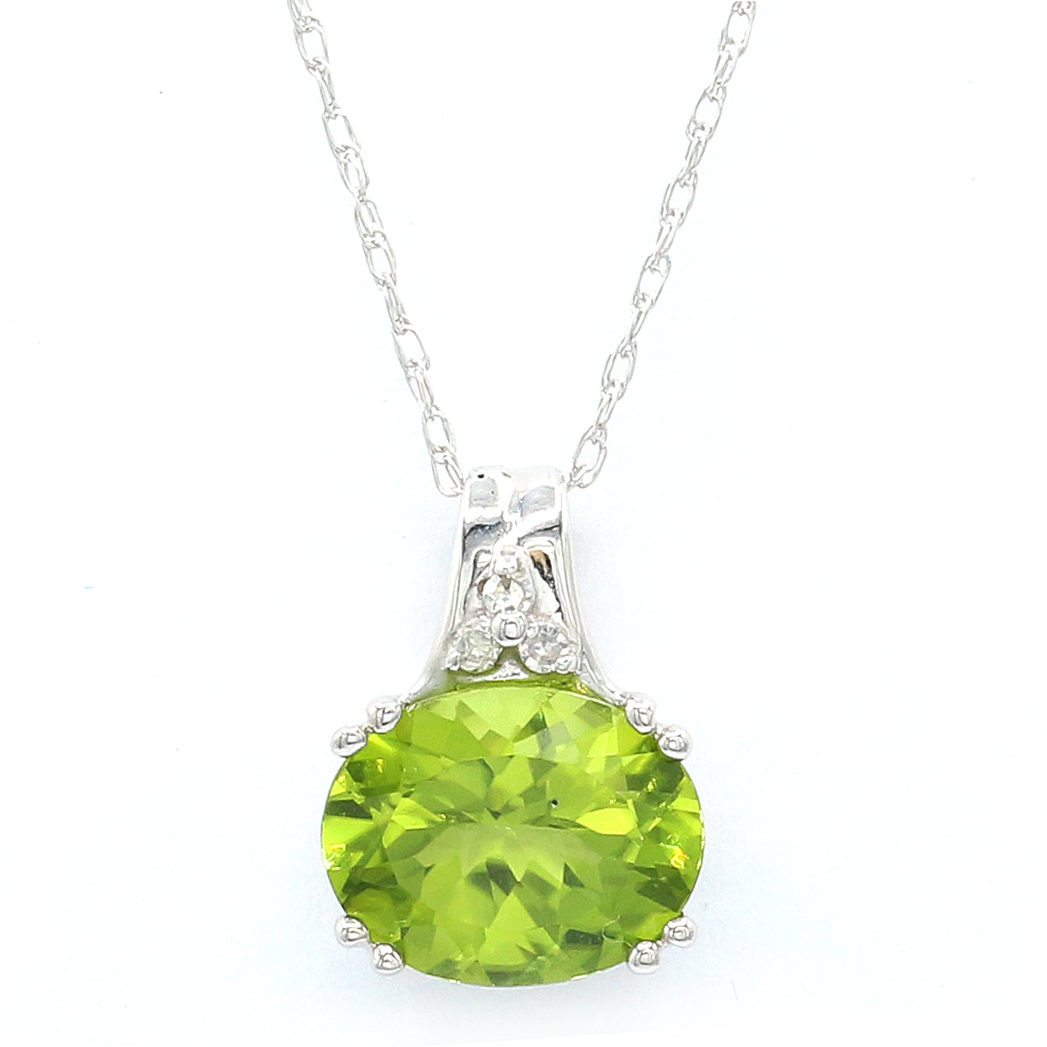 Golden Jewel 14K White Gold 2.53ctw Peridot & Diamond Pendant